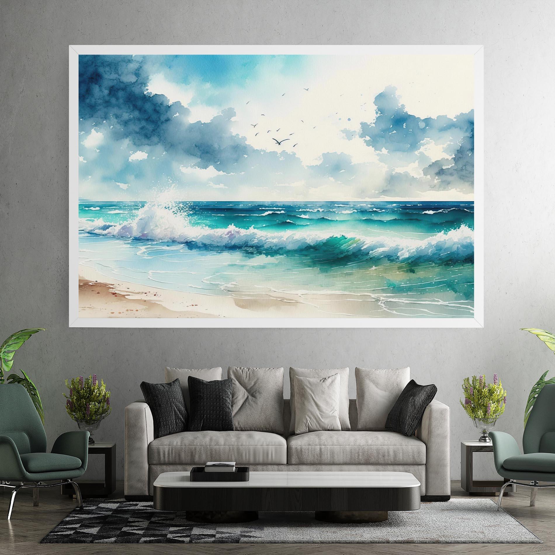 Картина на платно Watercolor Sea Beach mockup 7