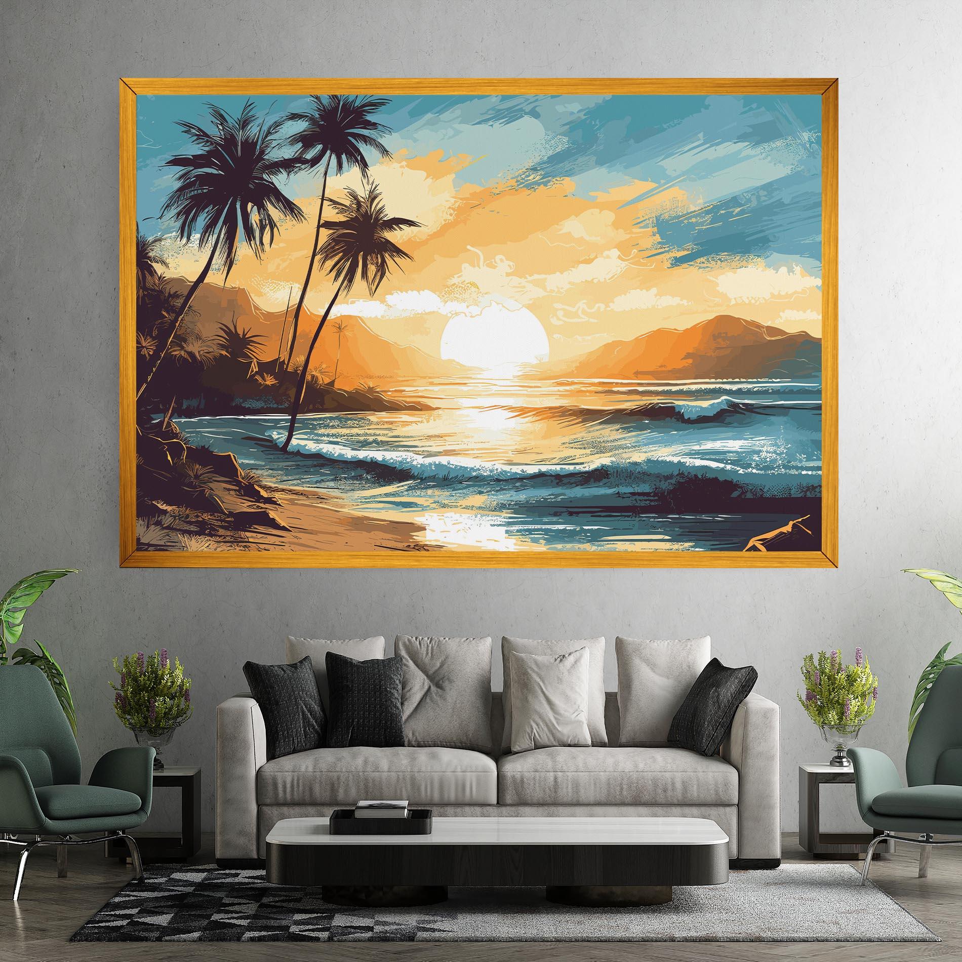 Картина на платно Sunrise Beach View mockup 7