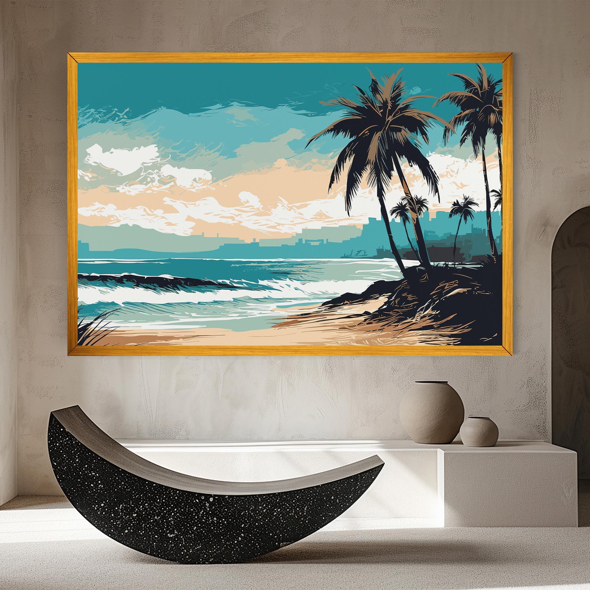 Картина на платно Cream Blue Beach mockup 8