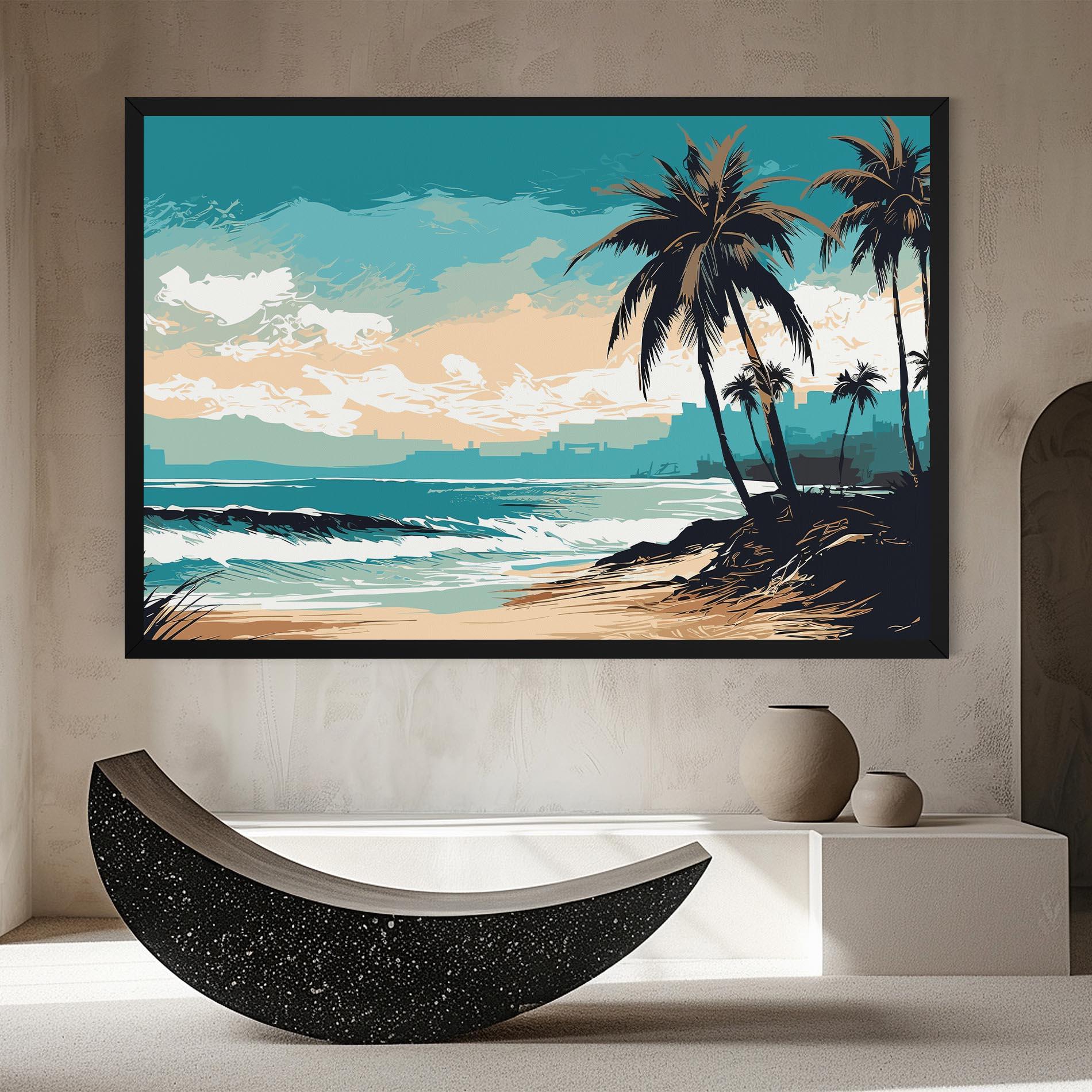 Картина на платно Cream Blue Beach mockup 8