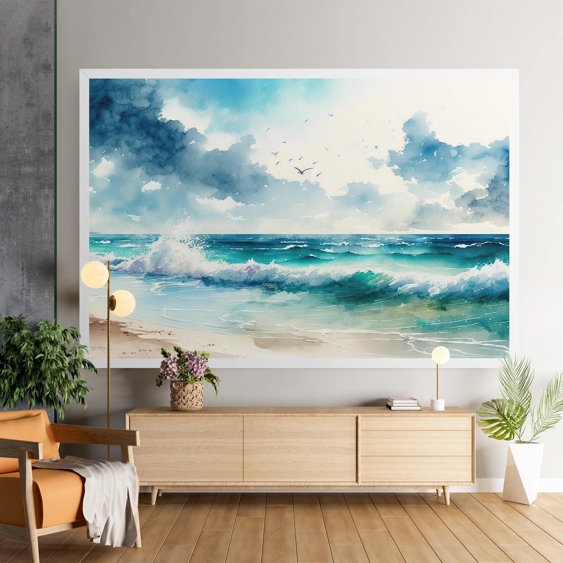 Картина на платно Watercolor Sea Beach mockup 9