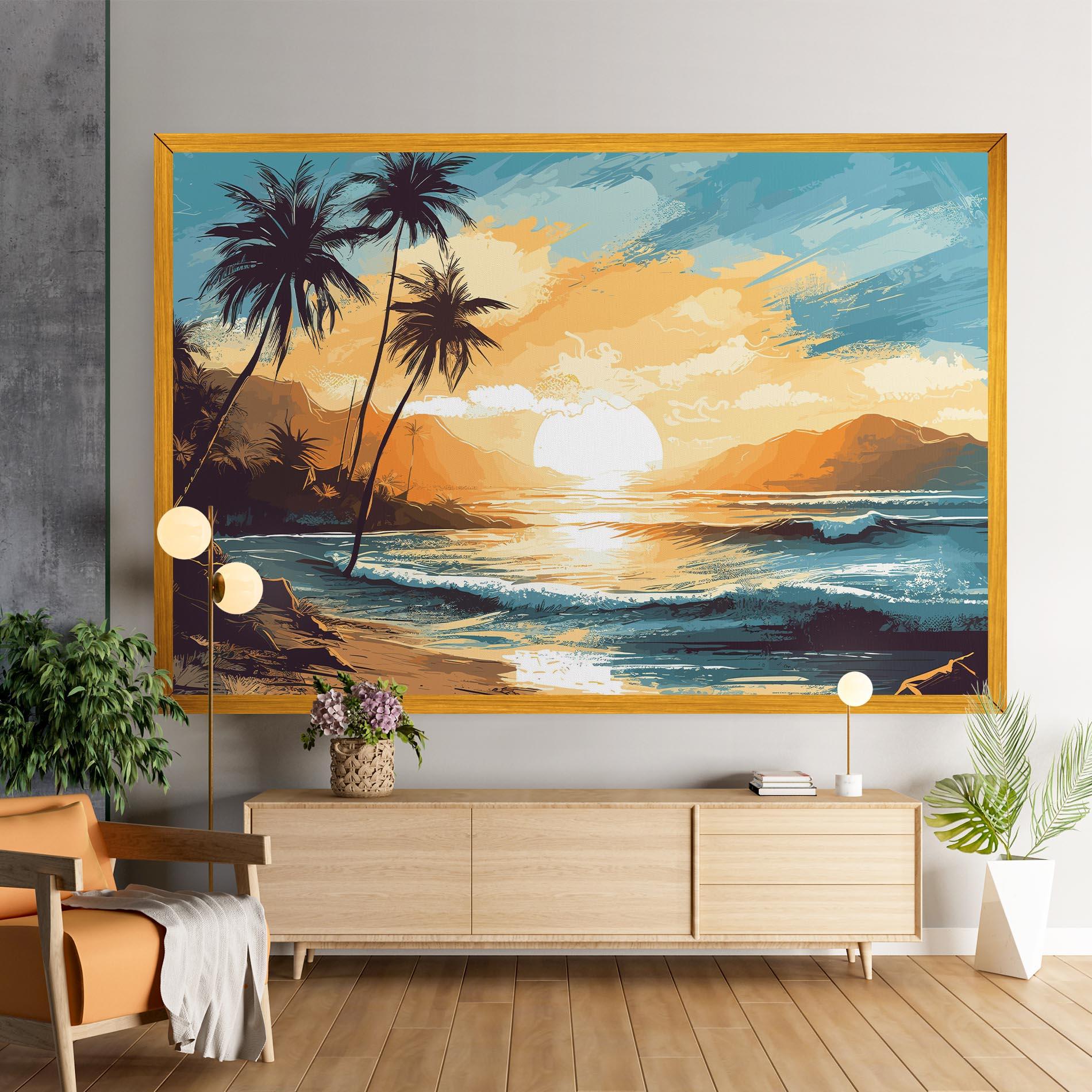 Картина на платно Sunrise Beach View mockup 9