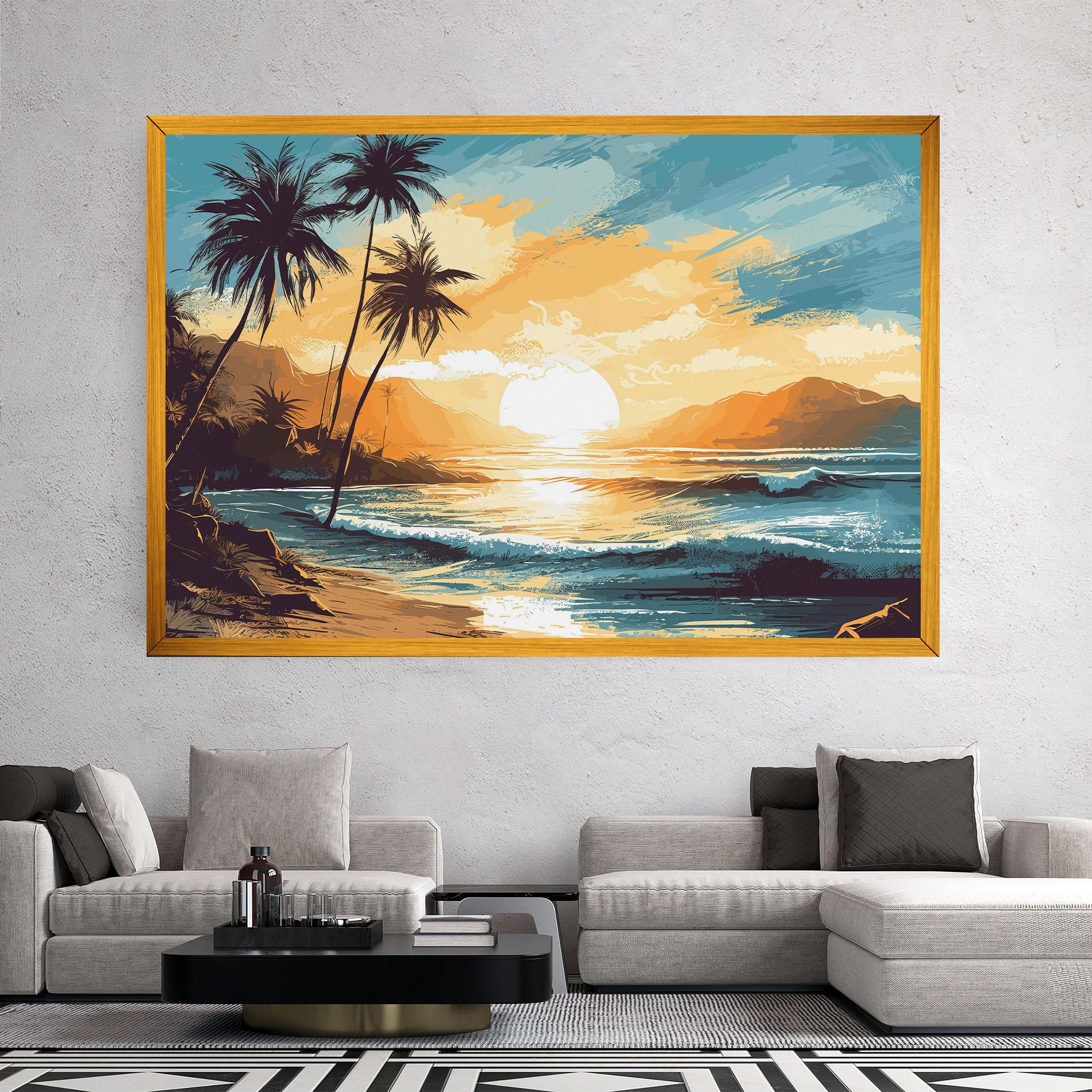 Картина на платно Sunrise Beach View mockup 2