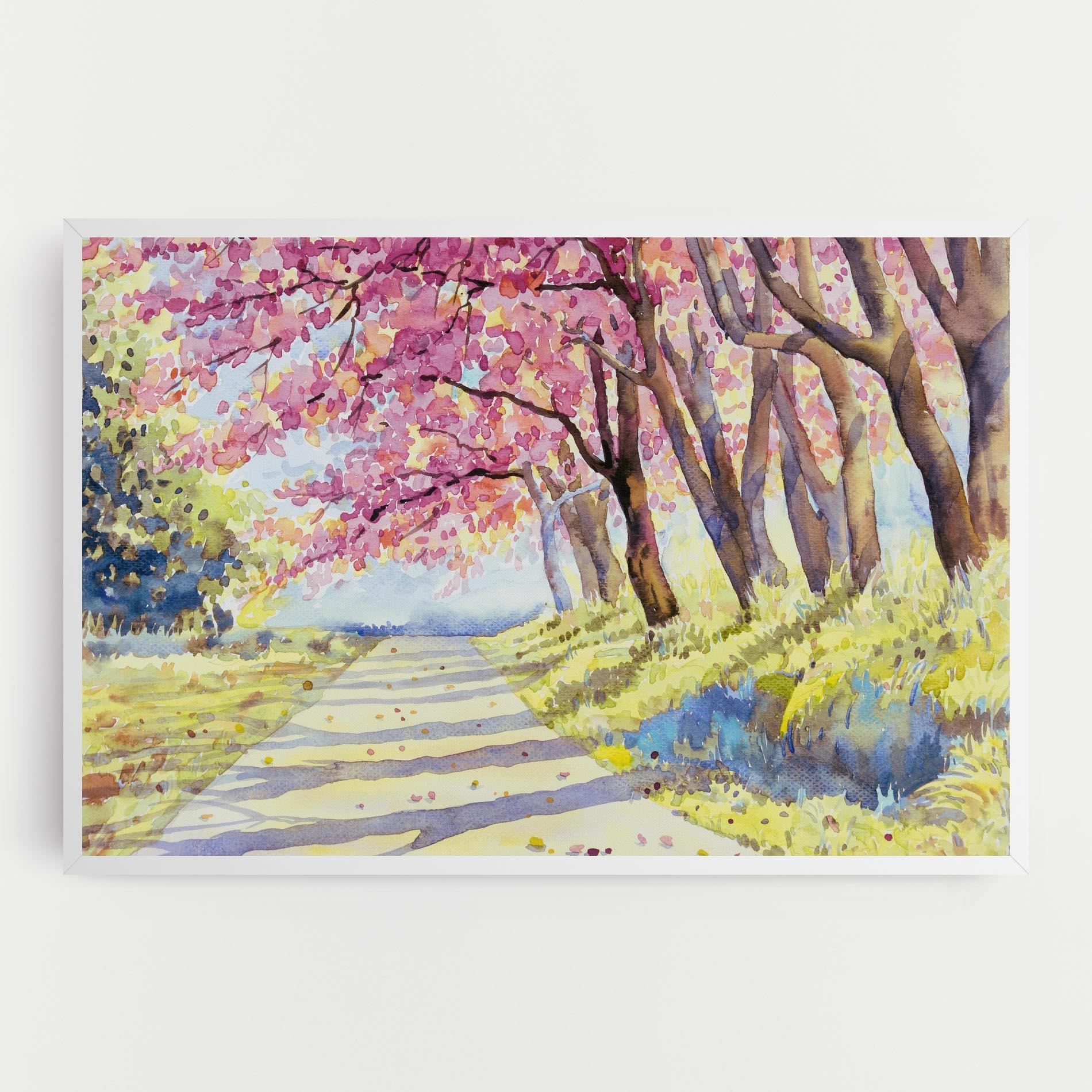 Картина на платно Watercolor Spring Landscape mockup 0