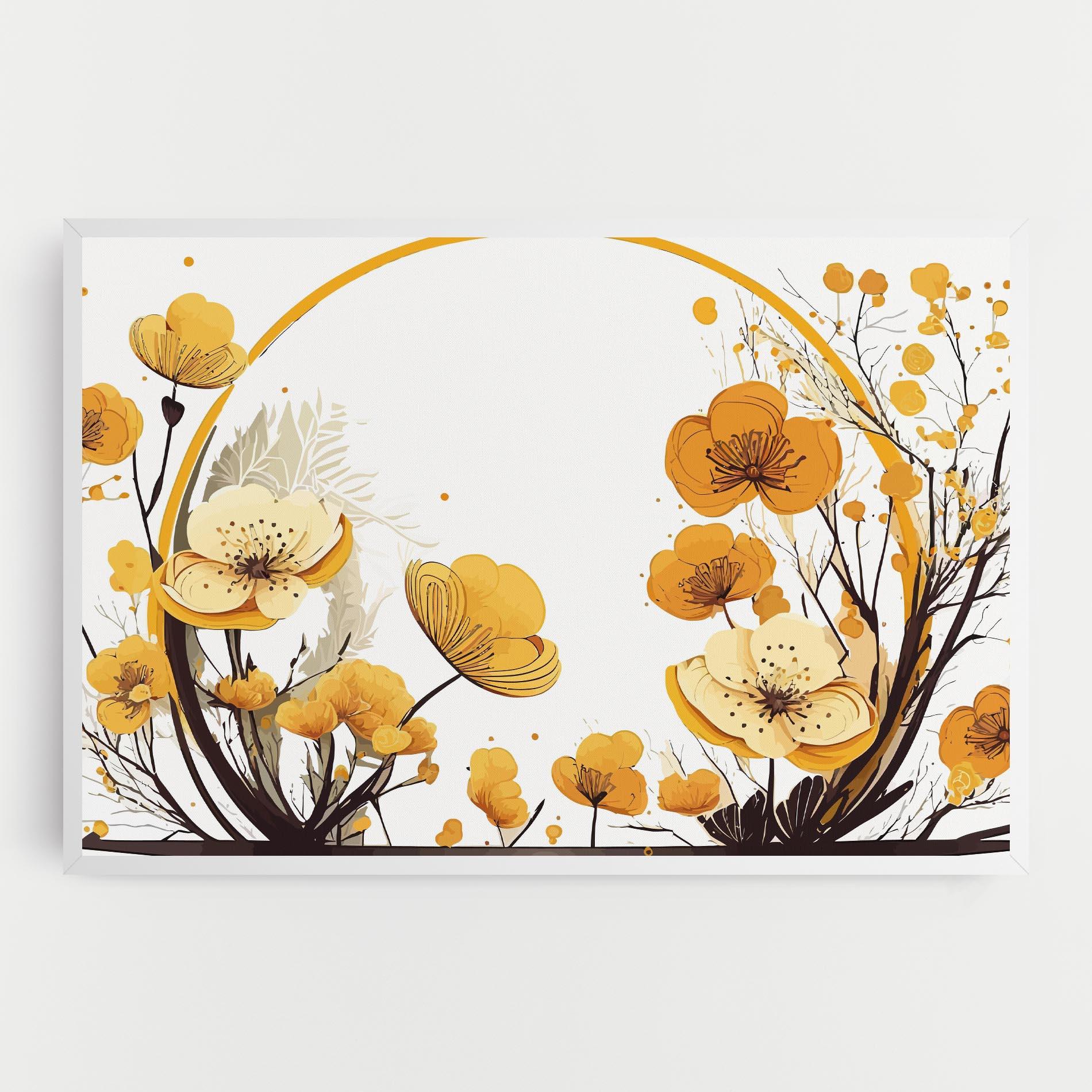 Картина на платно Yellow Circle Flowers mockup 0