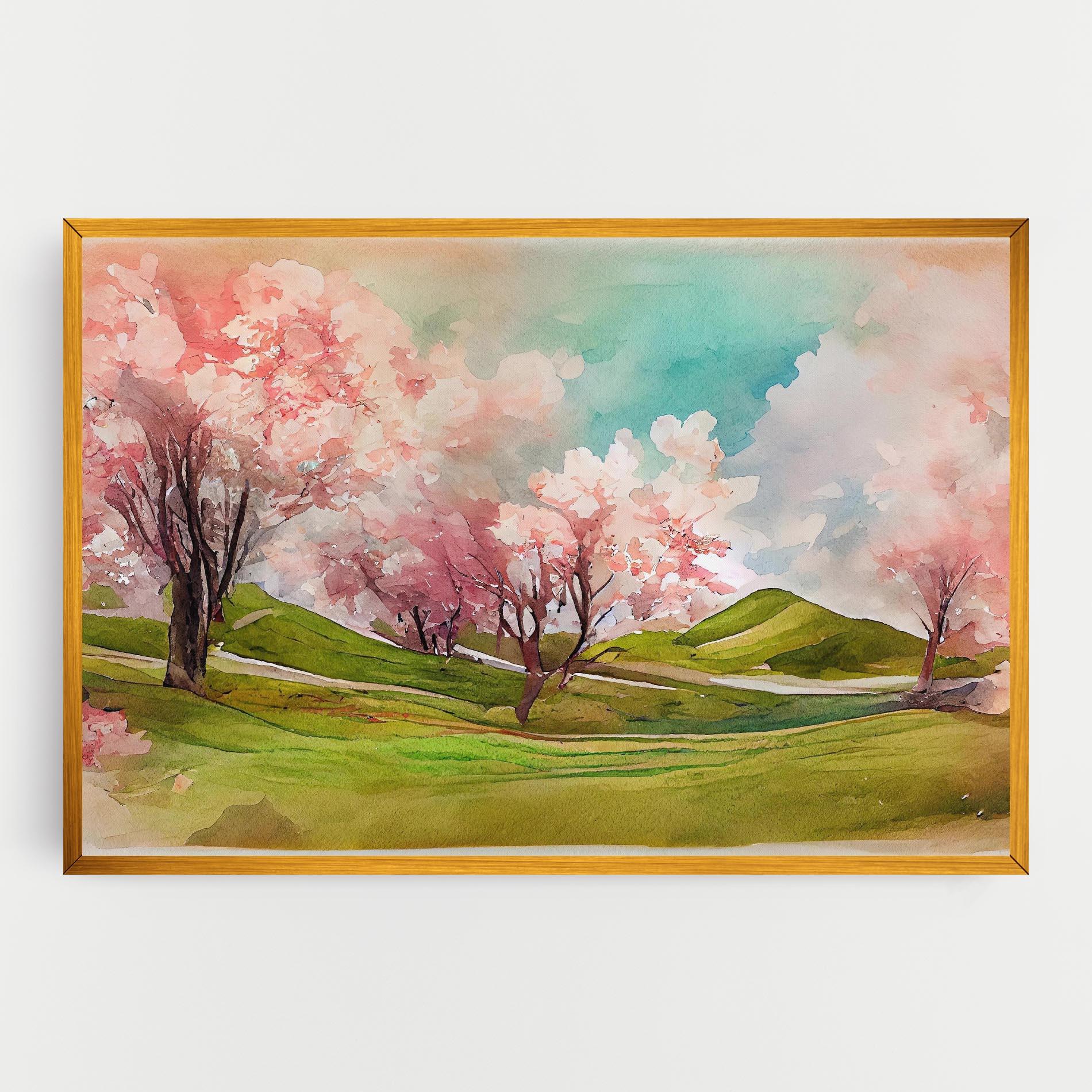 Картина на платно Spring Trees Painting mockup 0