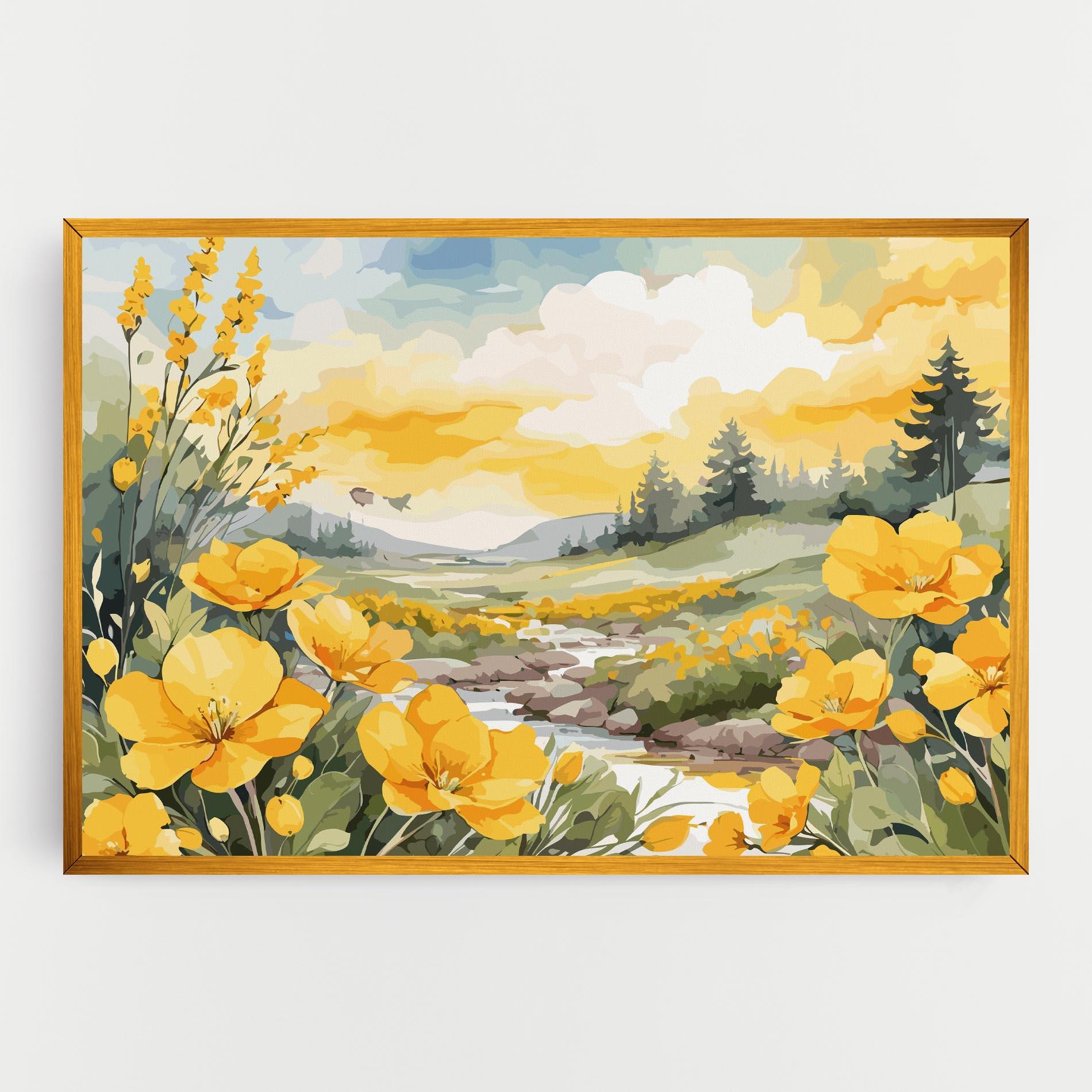 Картина на платно Yellow Spring Flower mockup 0