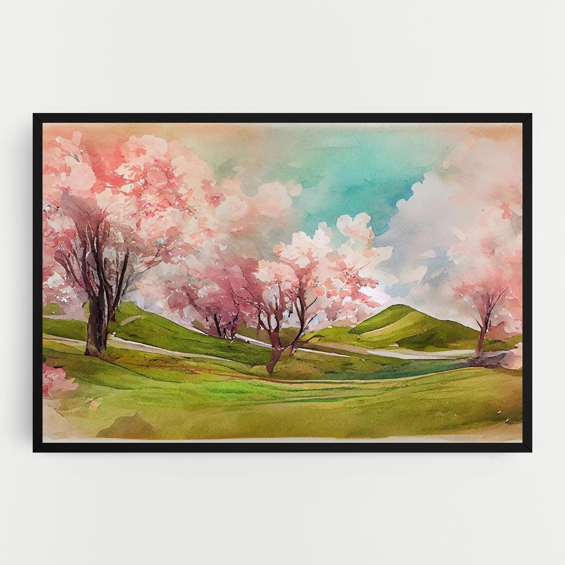 Картина на платно Spring Trees Painting mockup 0