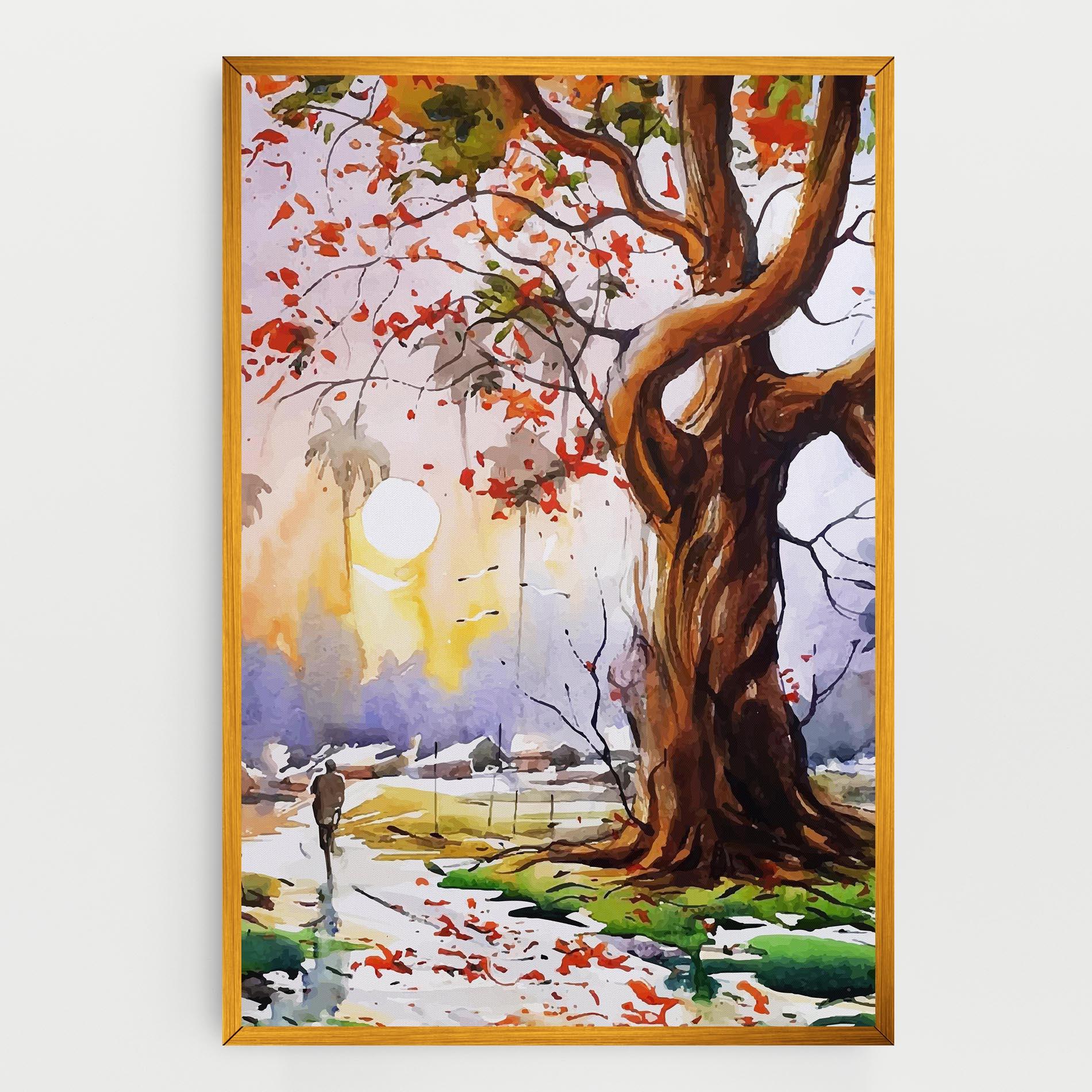 Картина на платно Watercolor Spring Tree mockup 0