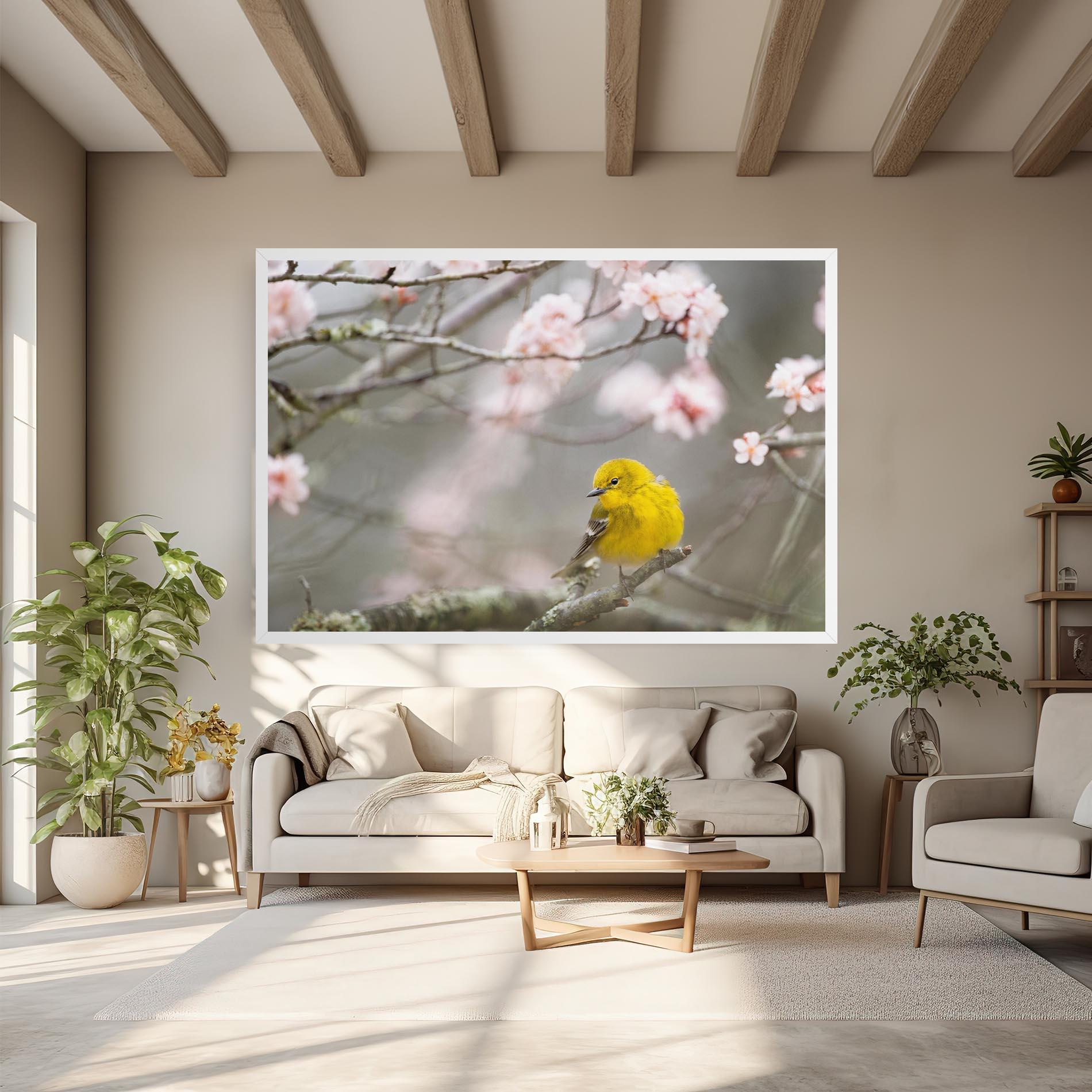 Картина на платно Pretty Spring Yellow Bird mockup 6