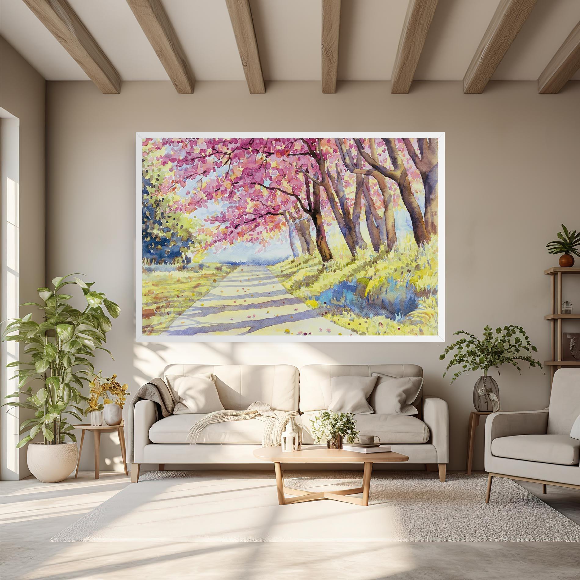 Картина на платно Watercolor Spring Landscape mockup 6