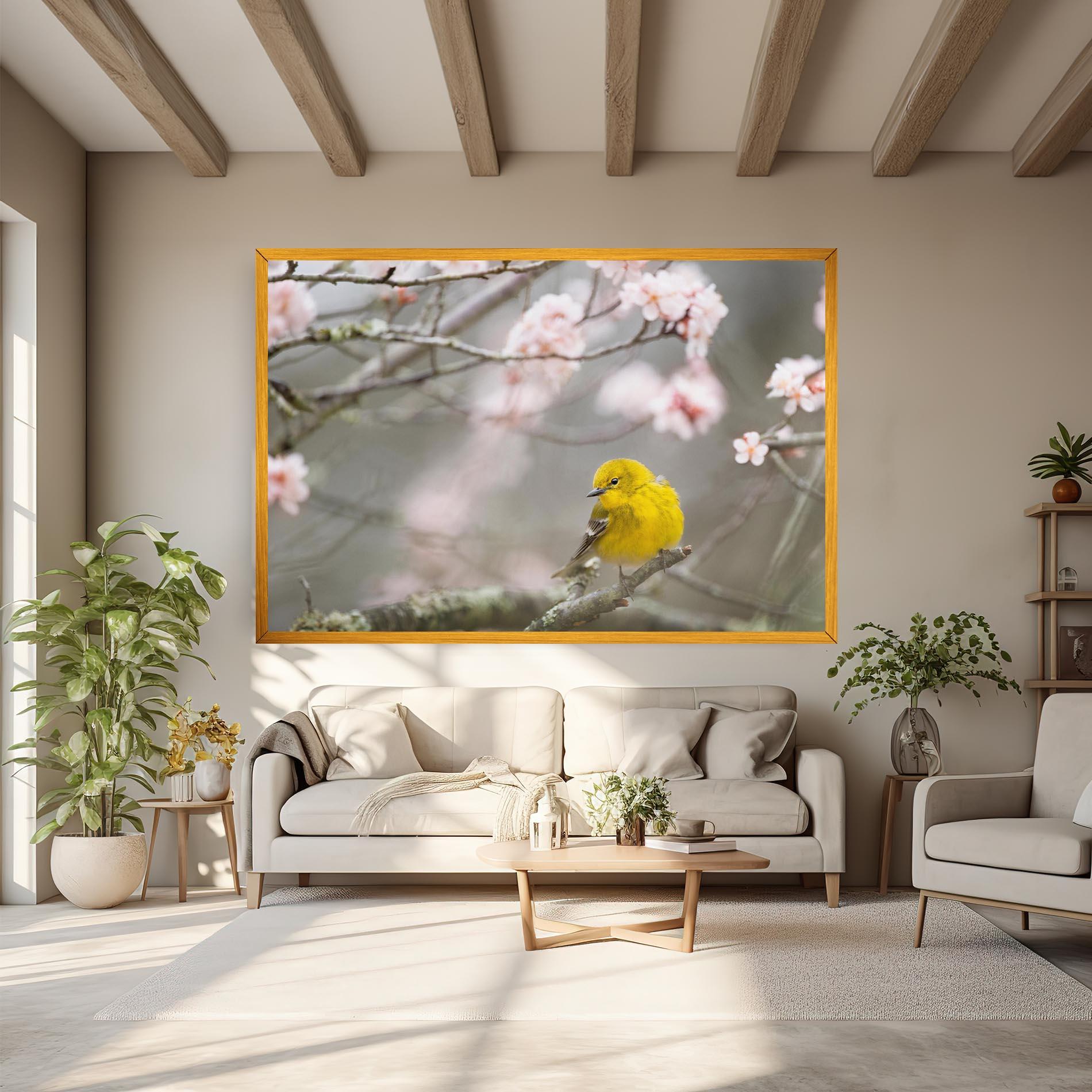 Картина на платно Pretty Spring Yellow Bird mockup 6