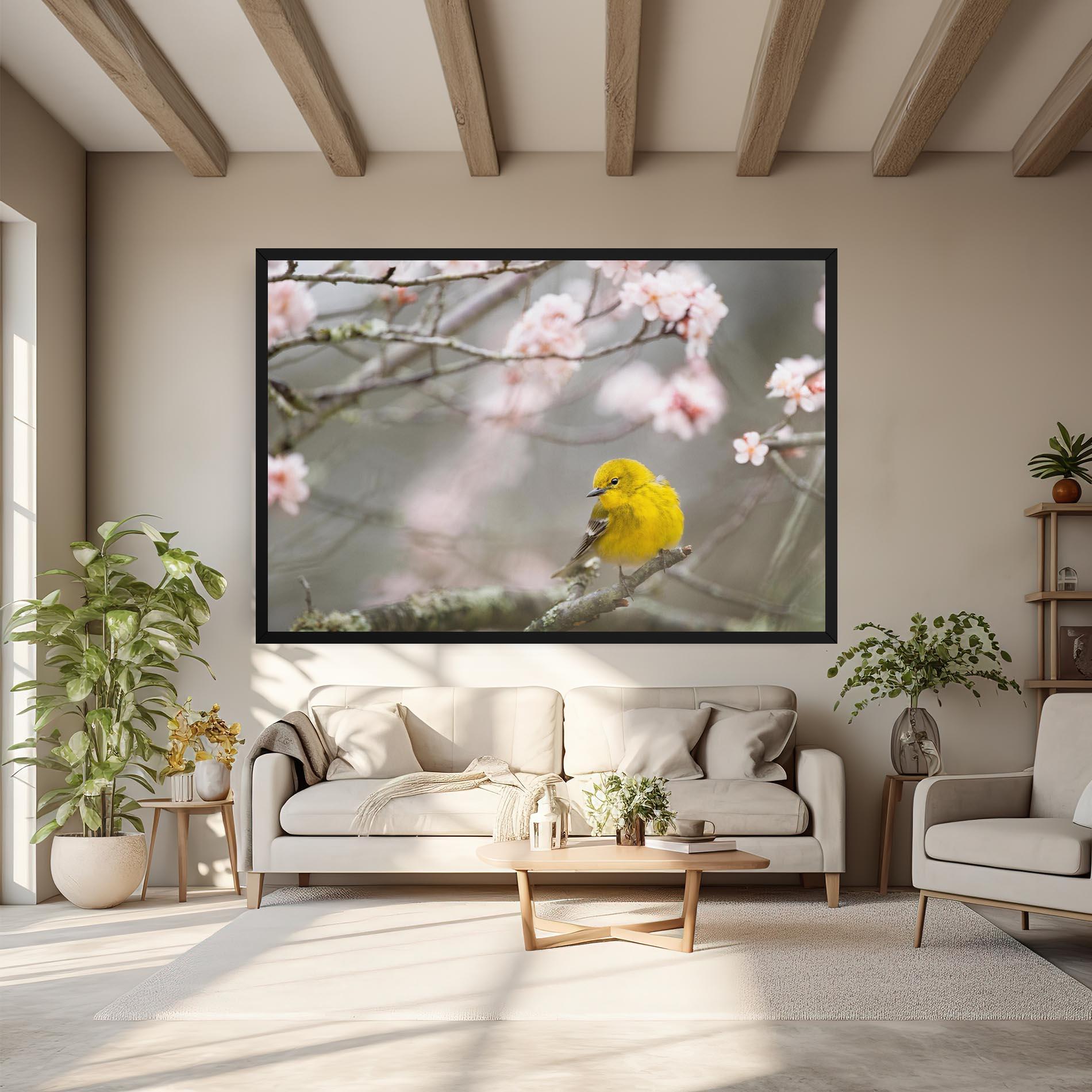 Картина на платно Pretty Spring Yellow Bird mockup 6