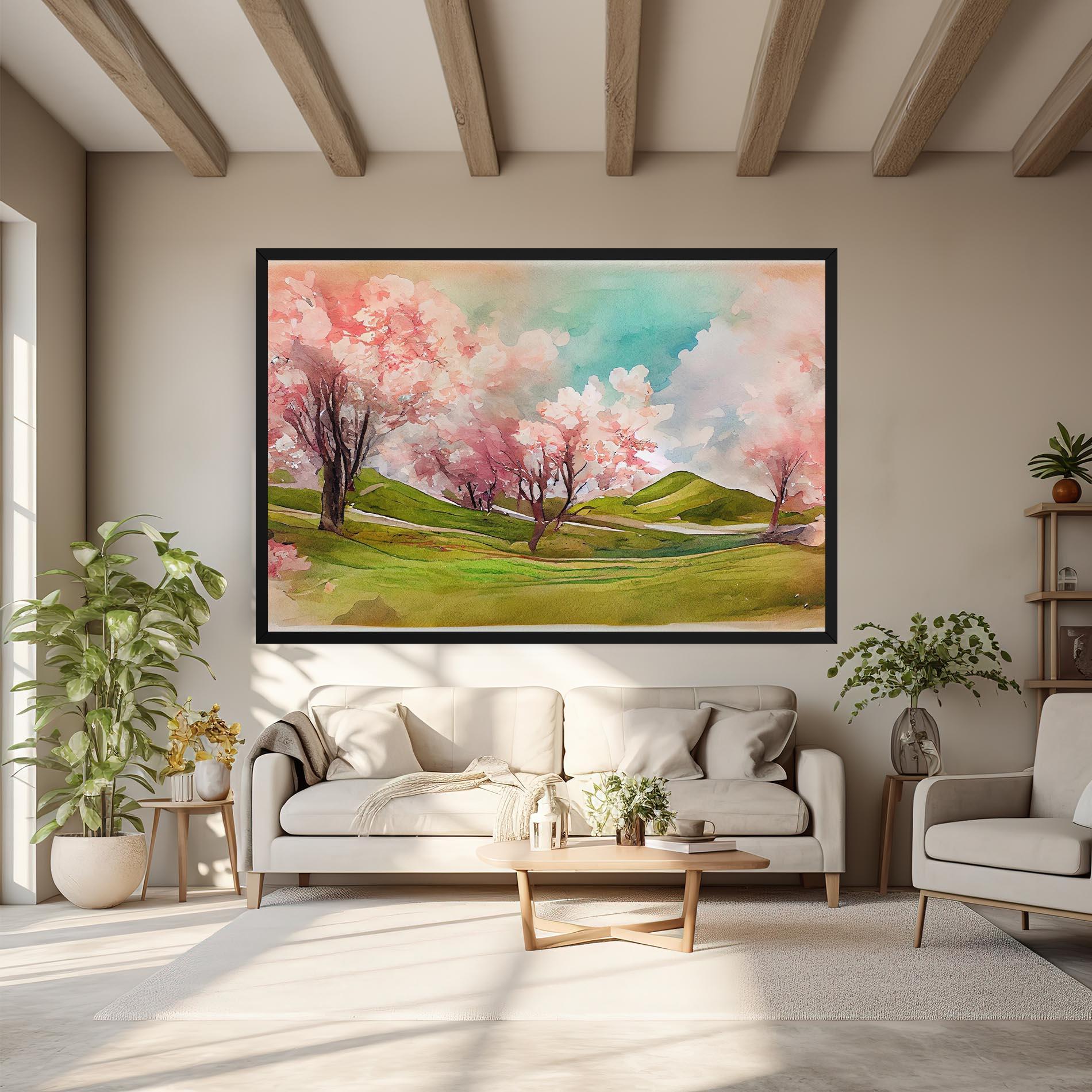 Картина на платно Spring Trees Painting mockup 6