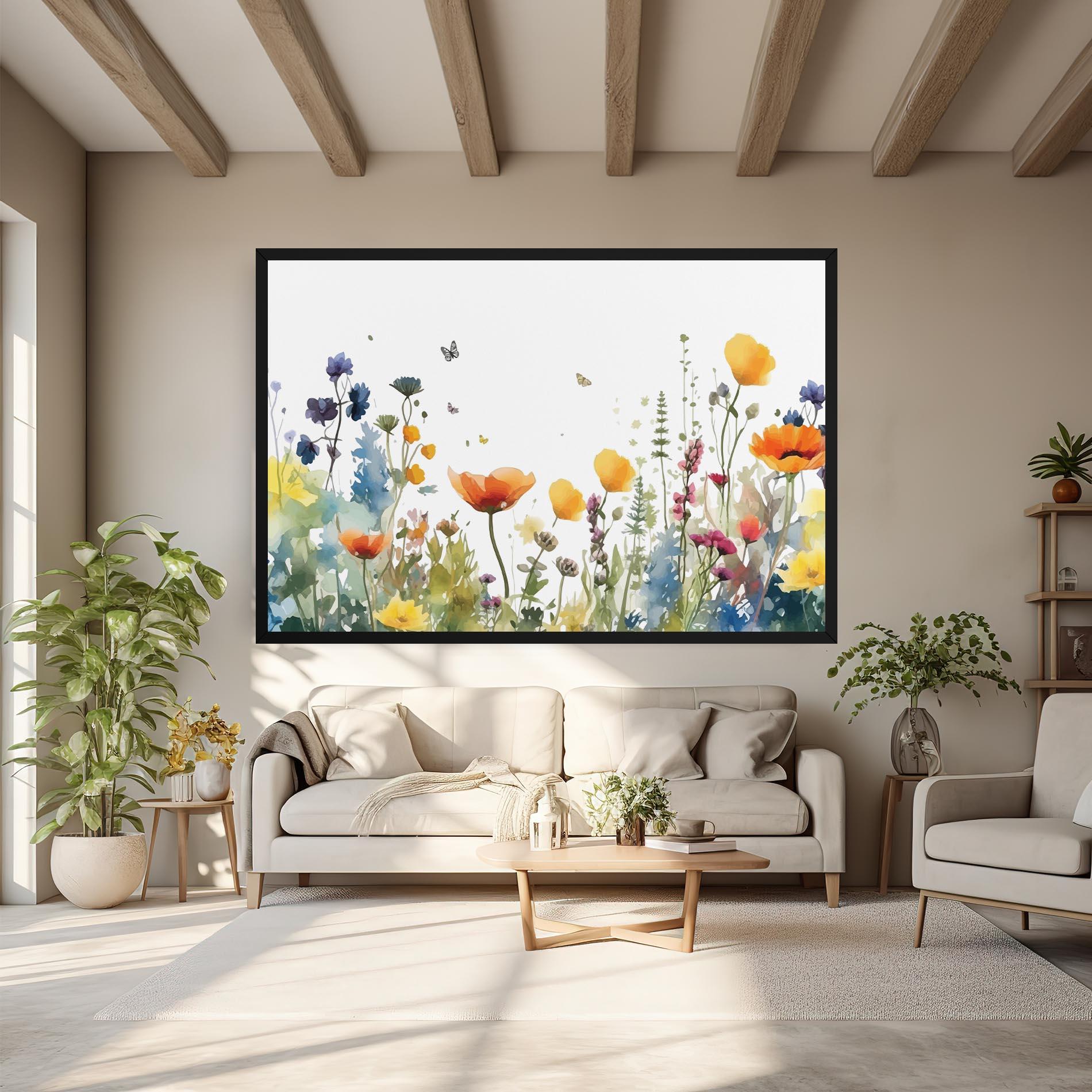 Картина на платно Watercolor Spring Flowers mockup 6