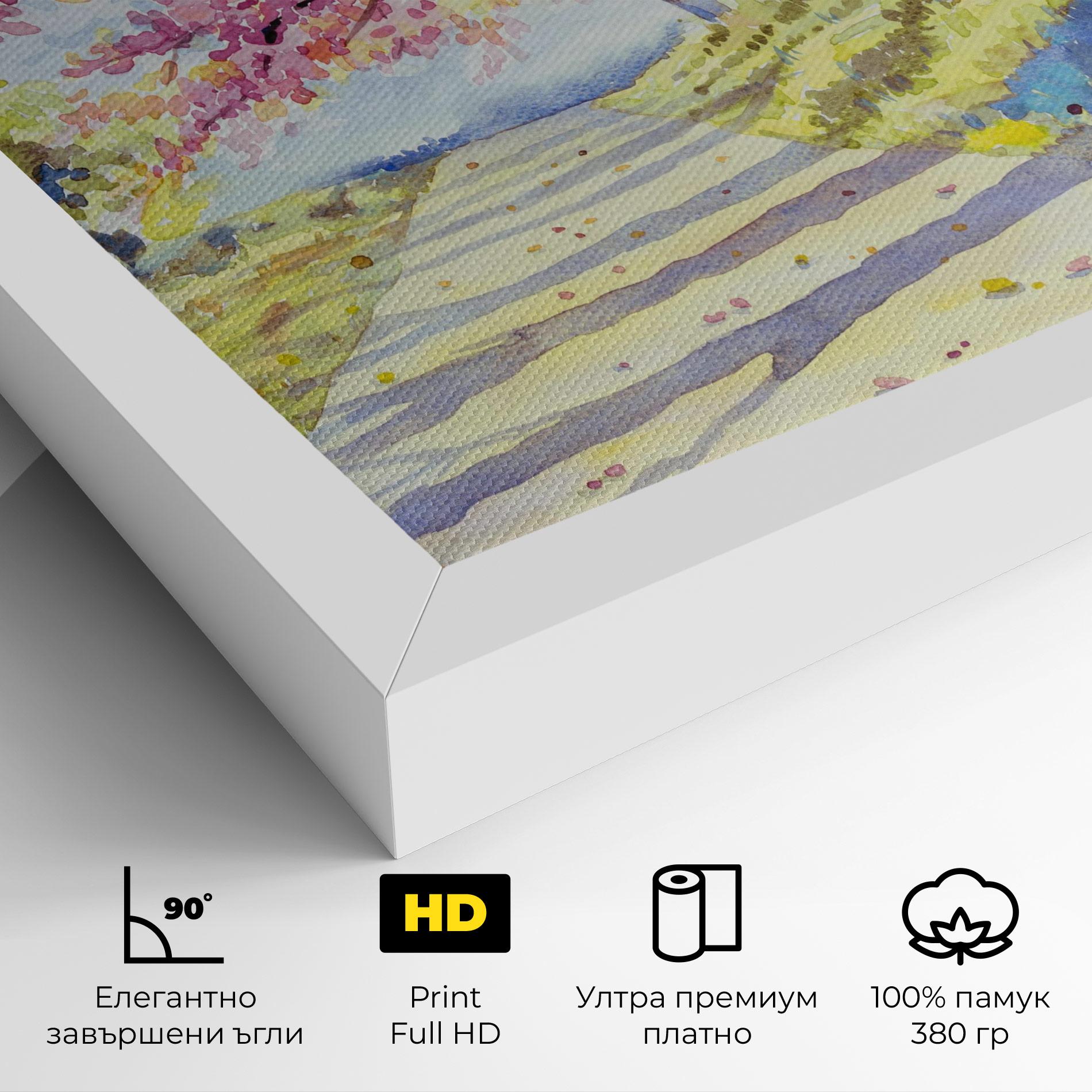 Картина на платно Watercolor Spring Landscape mockup 4