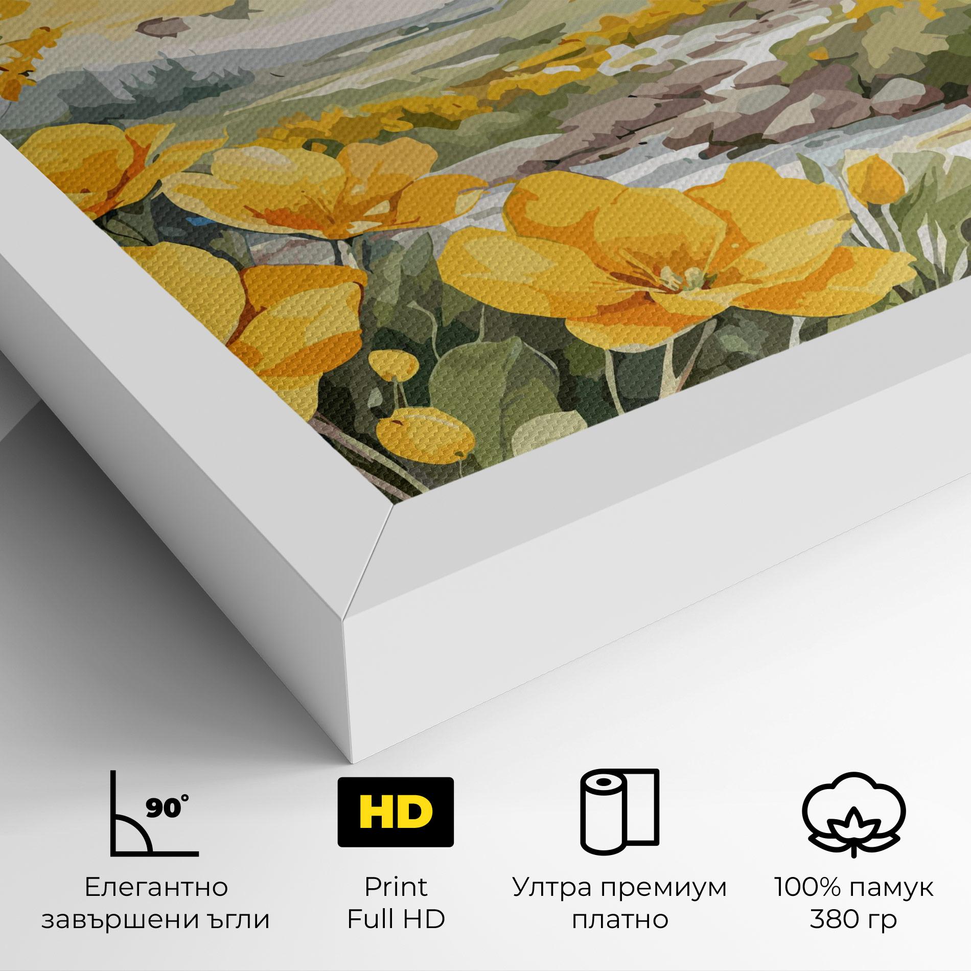 Картина на платно Yellow Spring Flower mockup 4