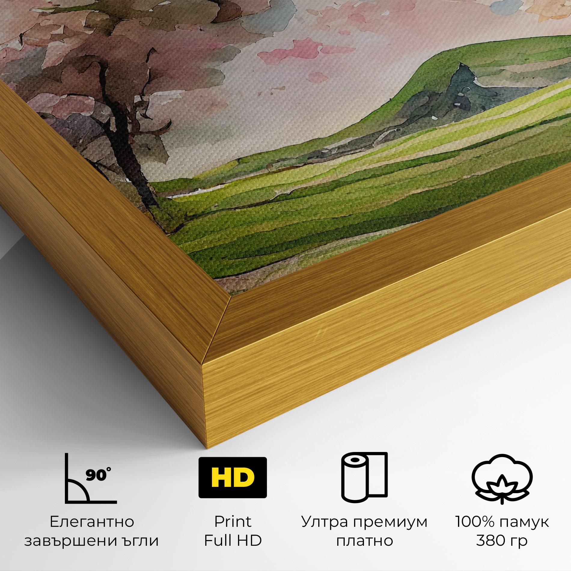 Картина на платно Spring Pink Trees mockup 4