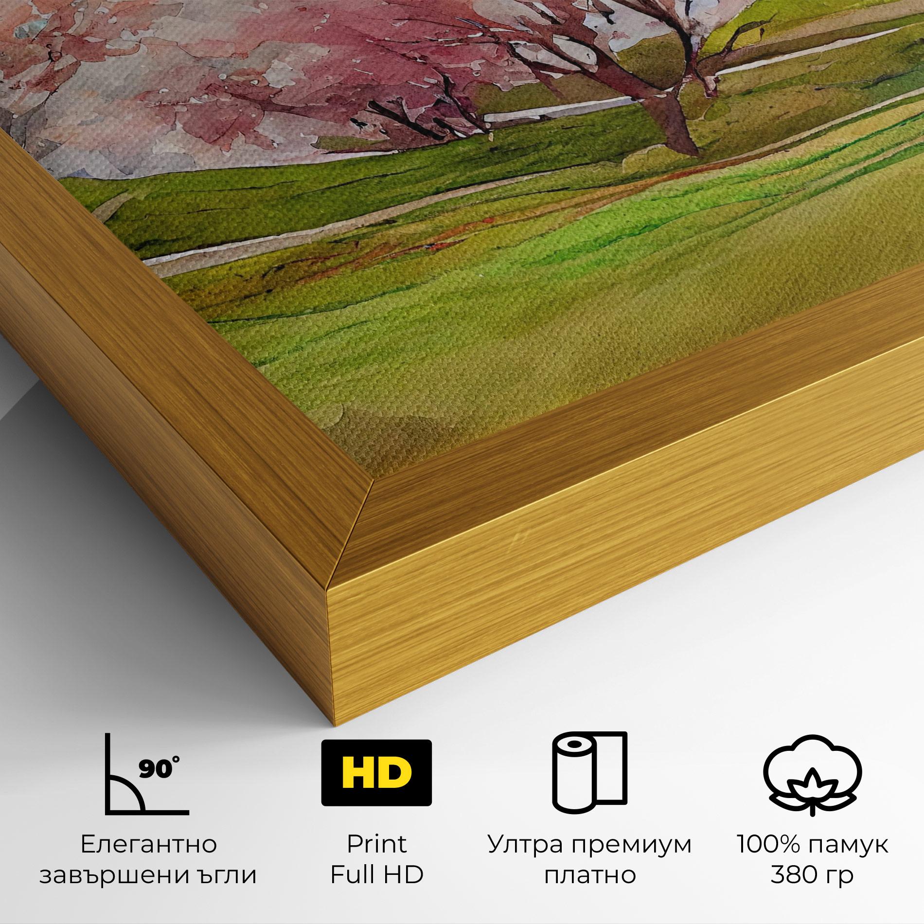 Картина на платно Spring Trees Painting mockup 4