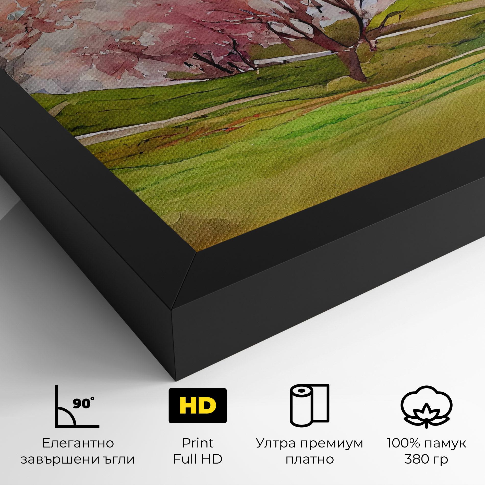 Картина на платно Spring Trees Painting mockup 4