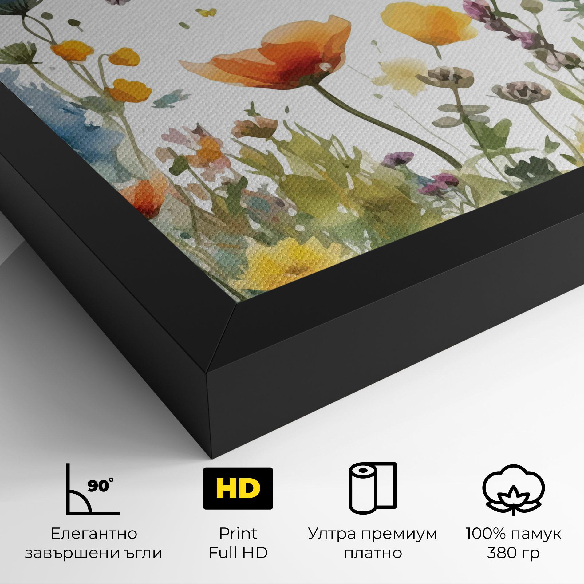 Картина на платно Watercolor Spring Flowers mockup 4