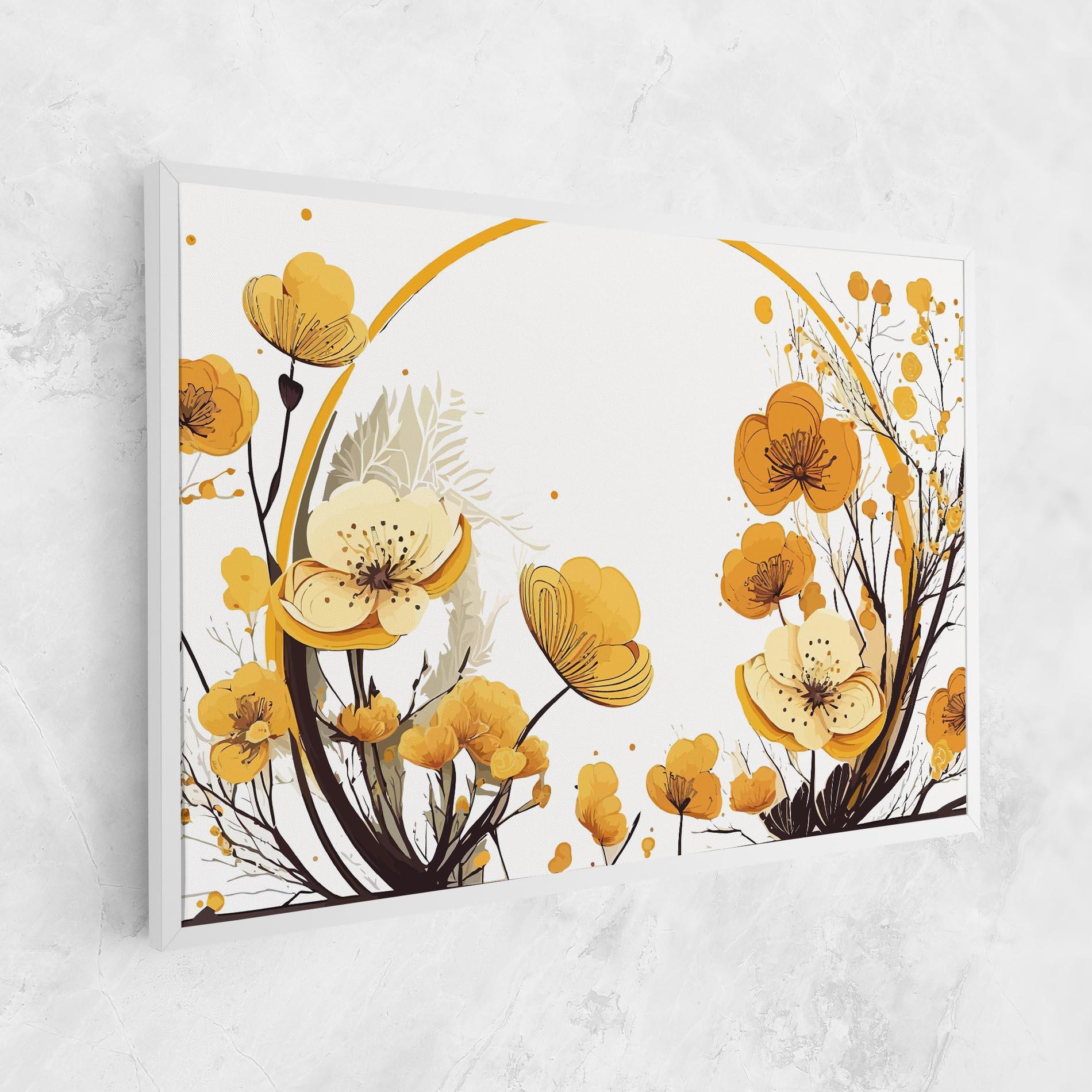 Картина на платно Yellow Circle Flowers mockup 1