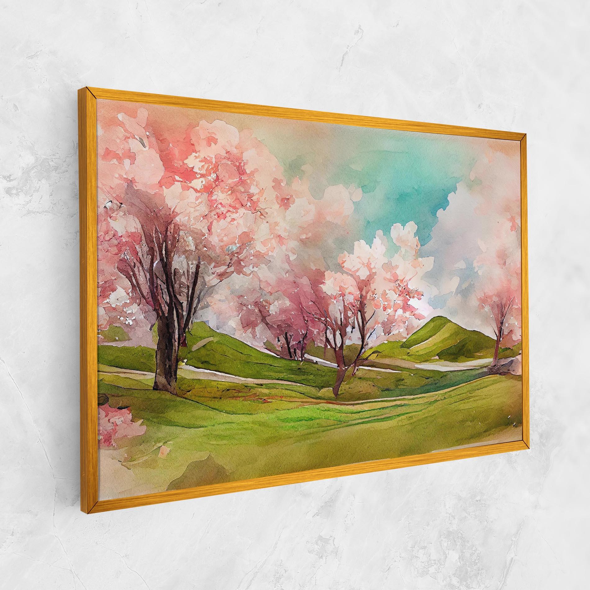 Картина на платно Spring Trees Painting mockup 1