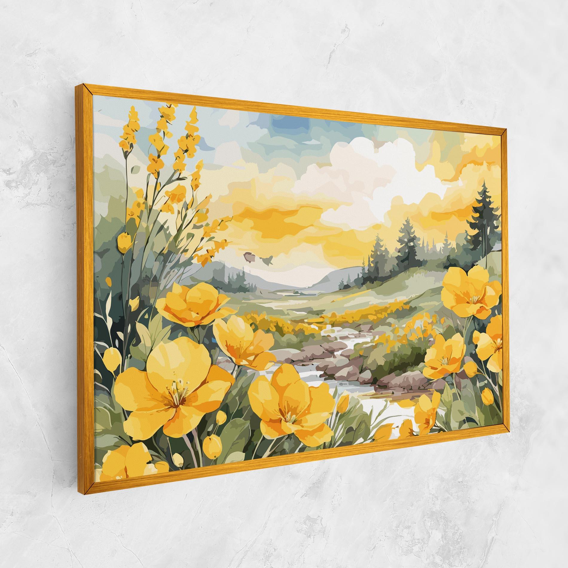 Картина на платно Yellow Spring Flower mockup 1