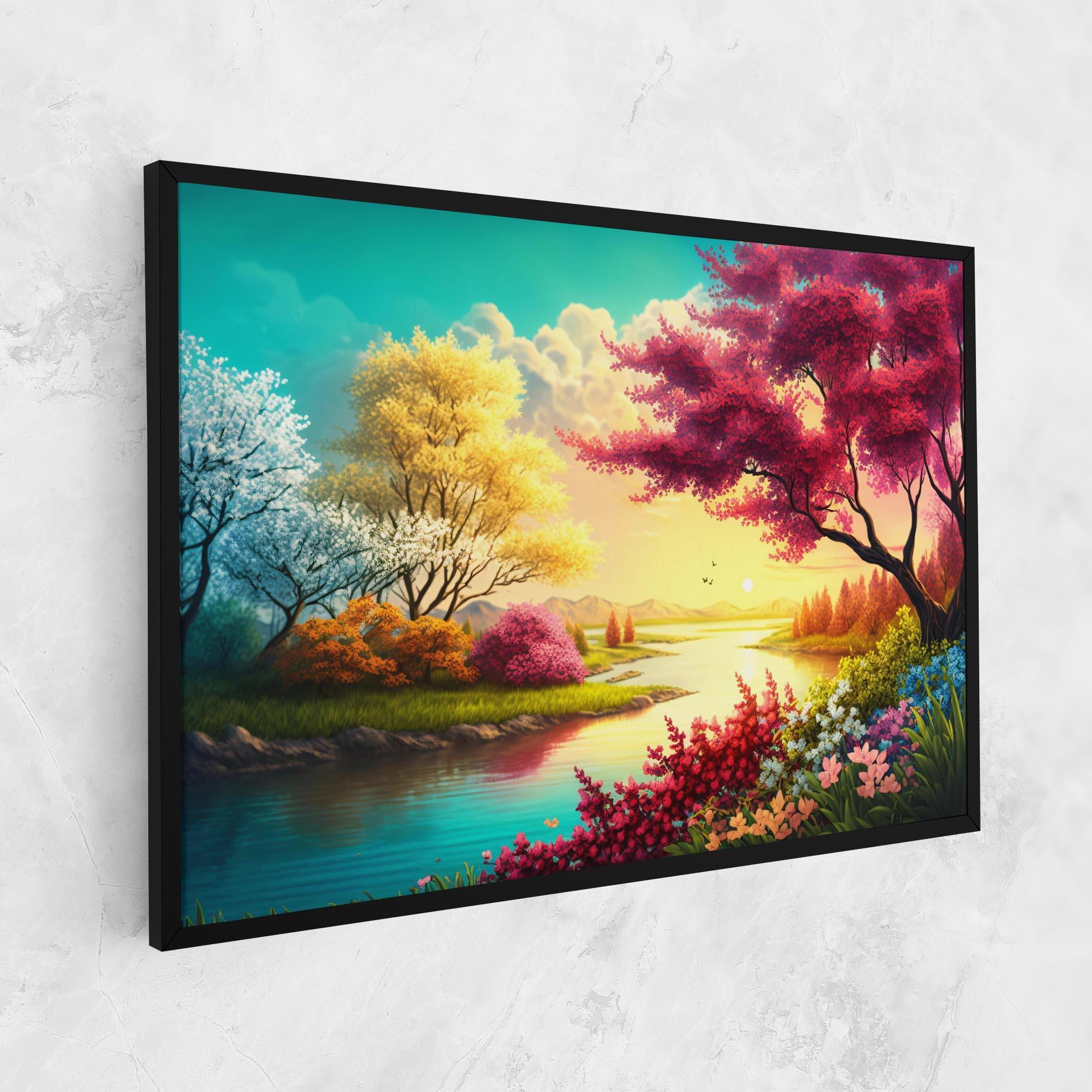 Картина на платно Pink Yellow Trees mockup 1