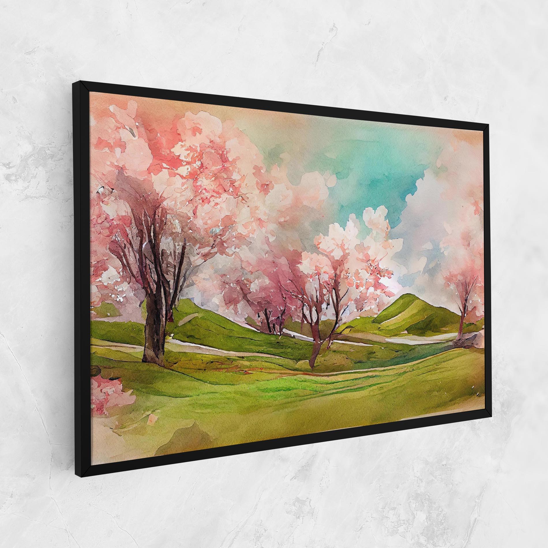 Картина на платно Spring Trees Painting mockup 1