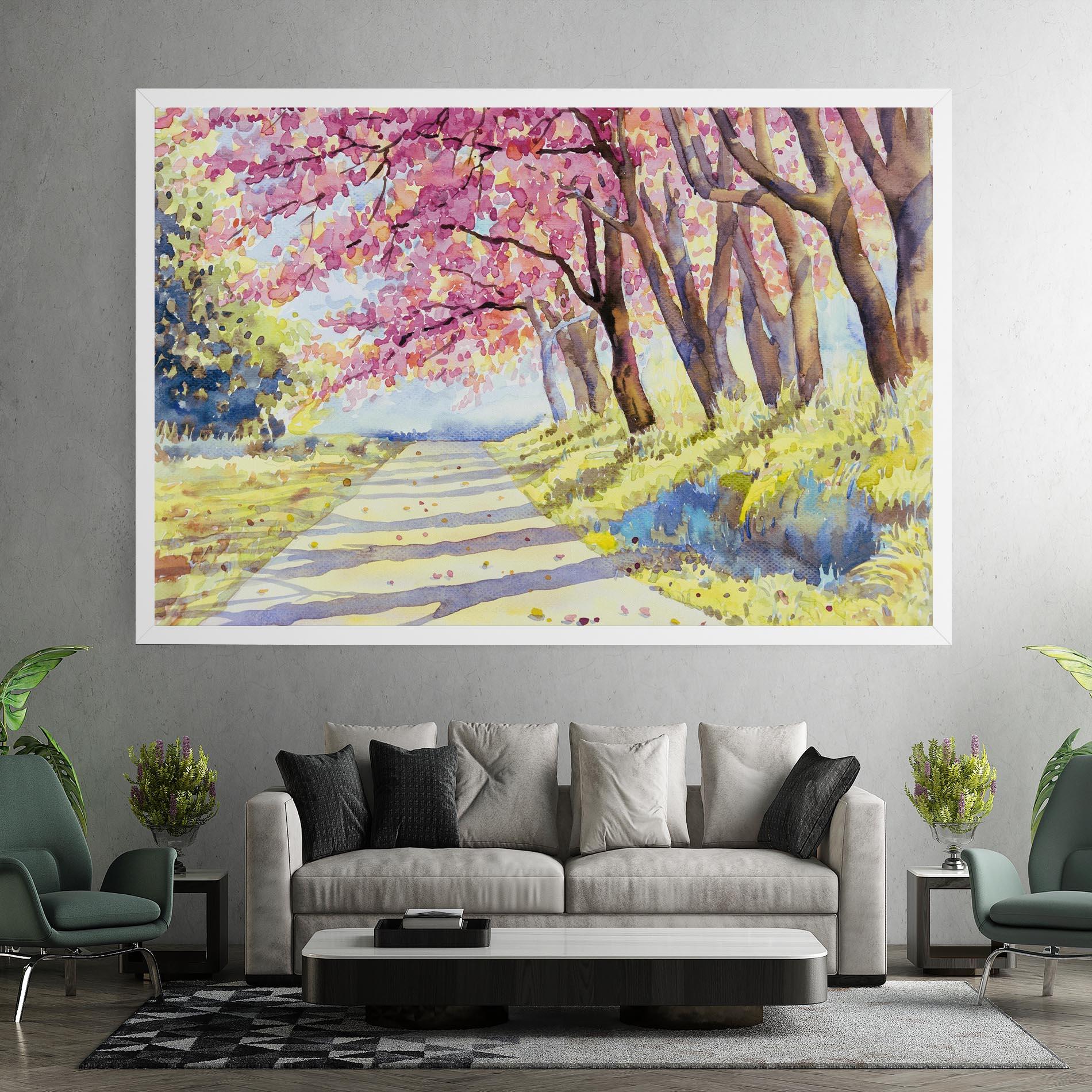 Картина на платно Watercolor Spring Landscape mockup 7