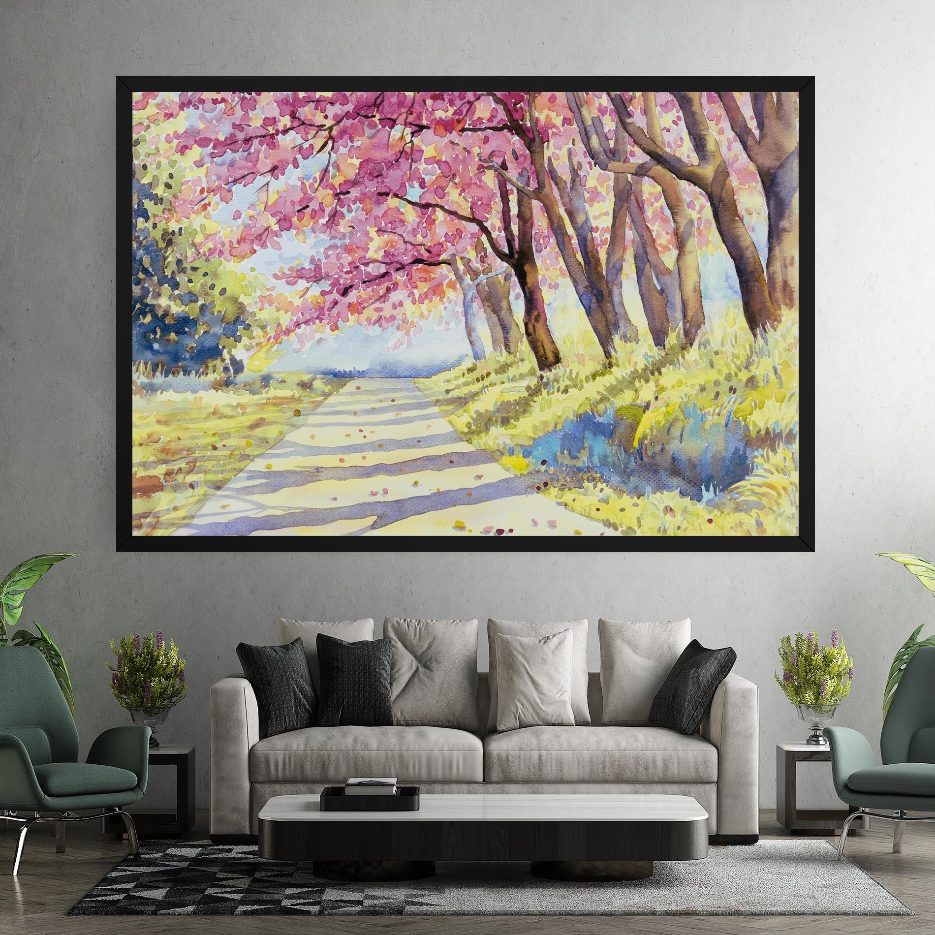 Картина на платно Watercolor Spring Landscape mockup 7