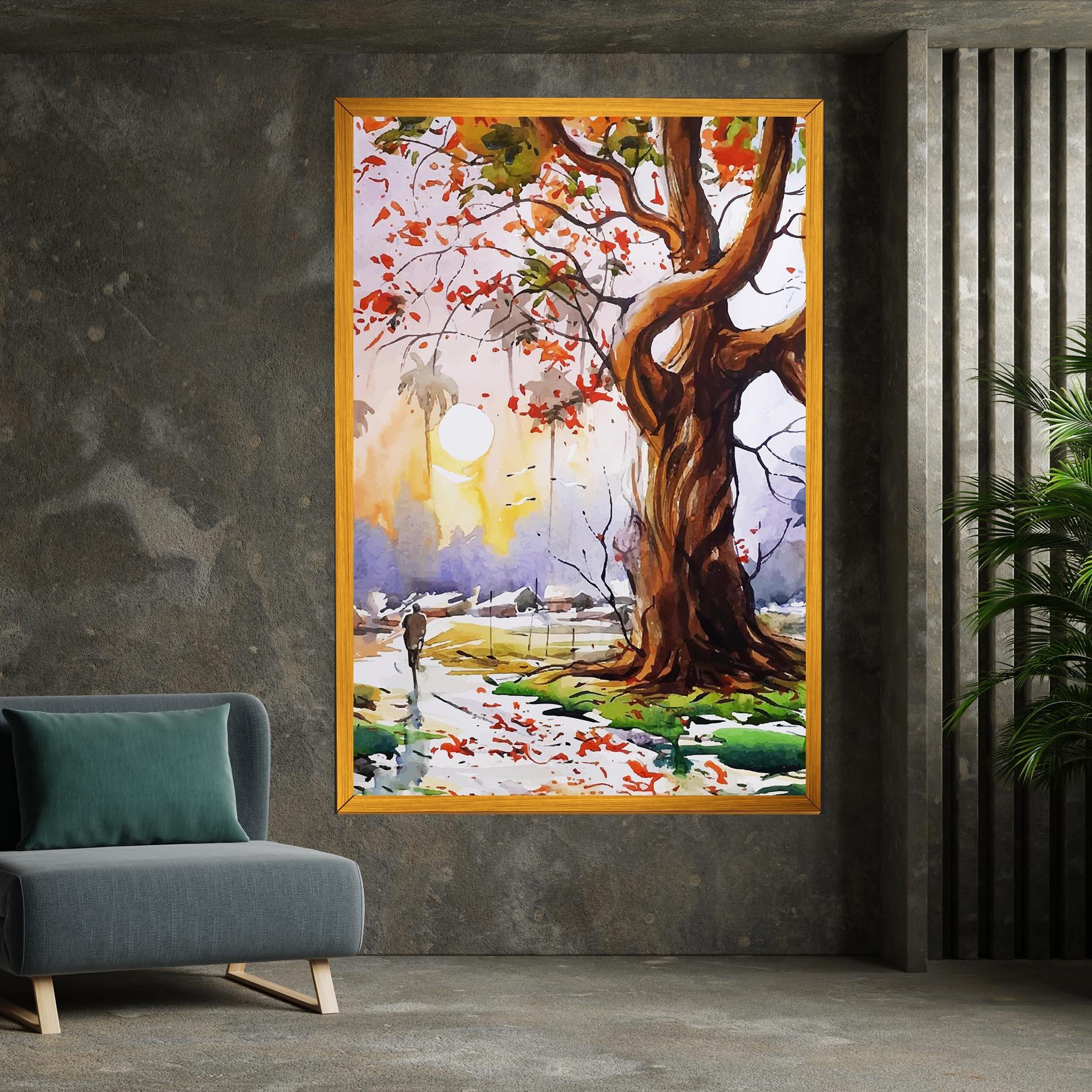 Картина на платно Watercolor Spring Tree mockup 7