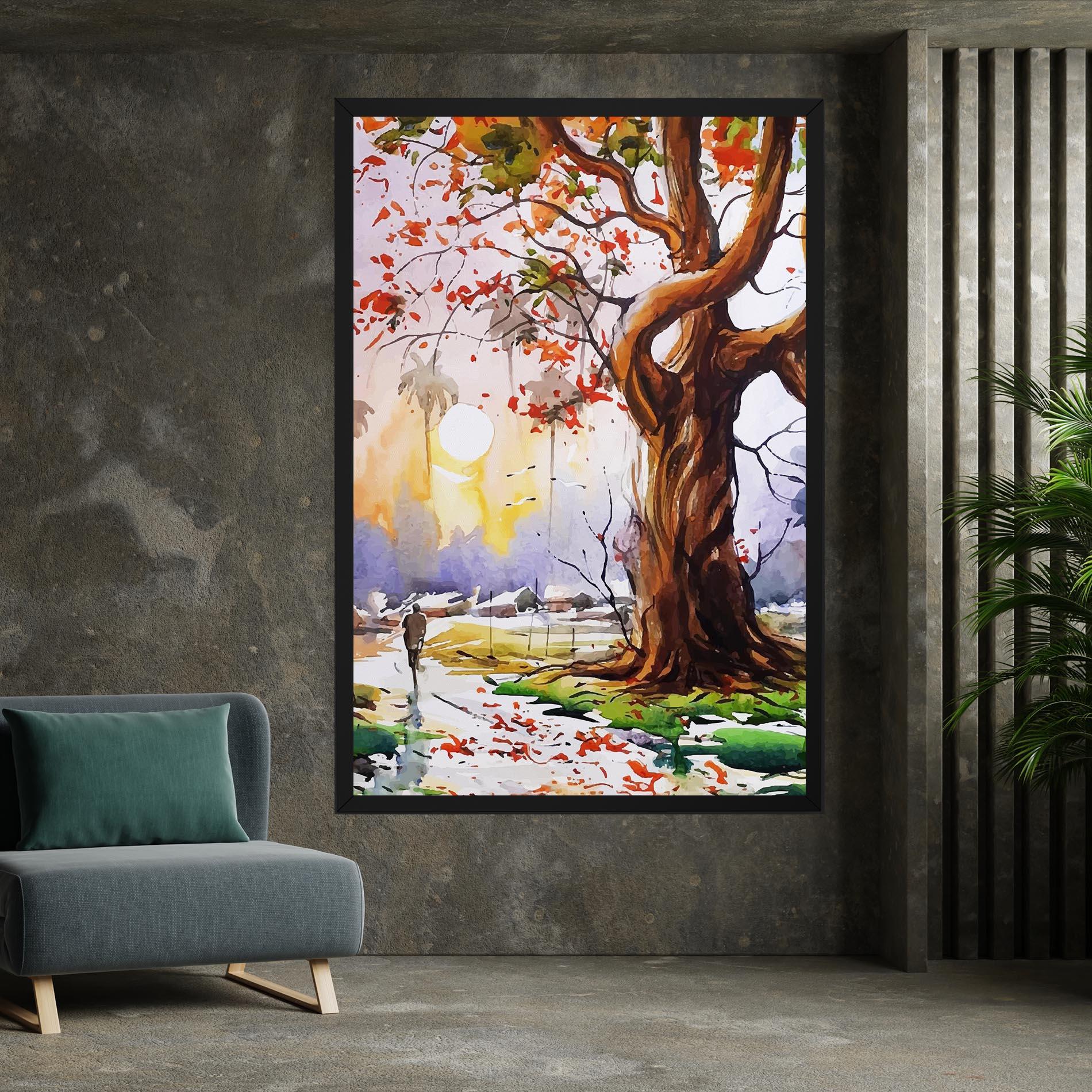 Картина на платно Watercolor Spring Tree mockup 7