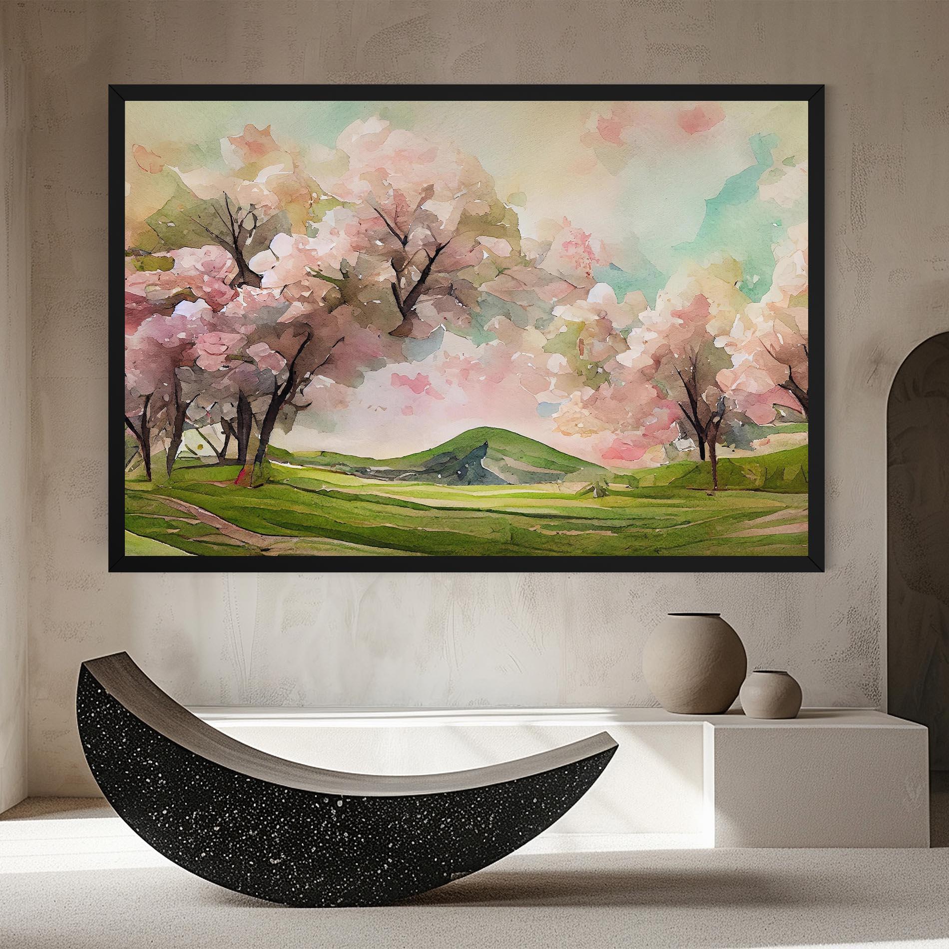 Картина на платно Spring Pink Trees mockup 8