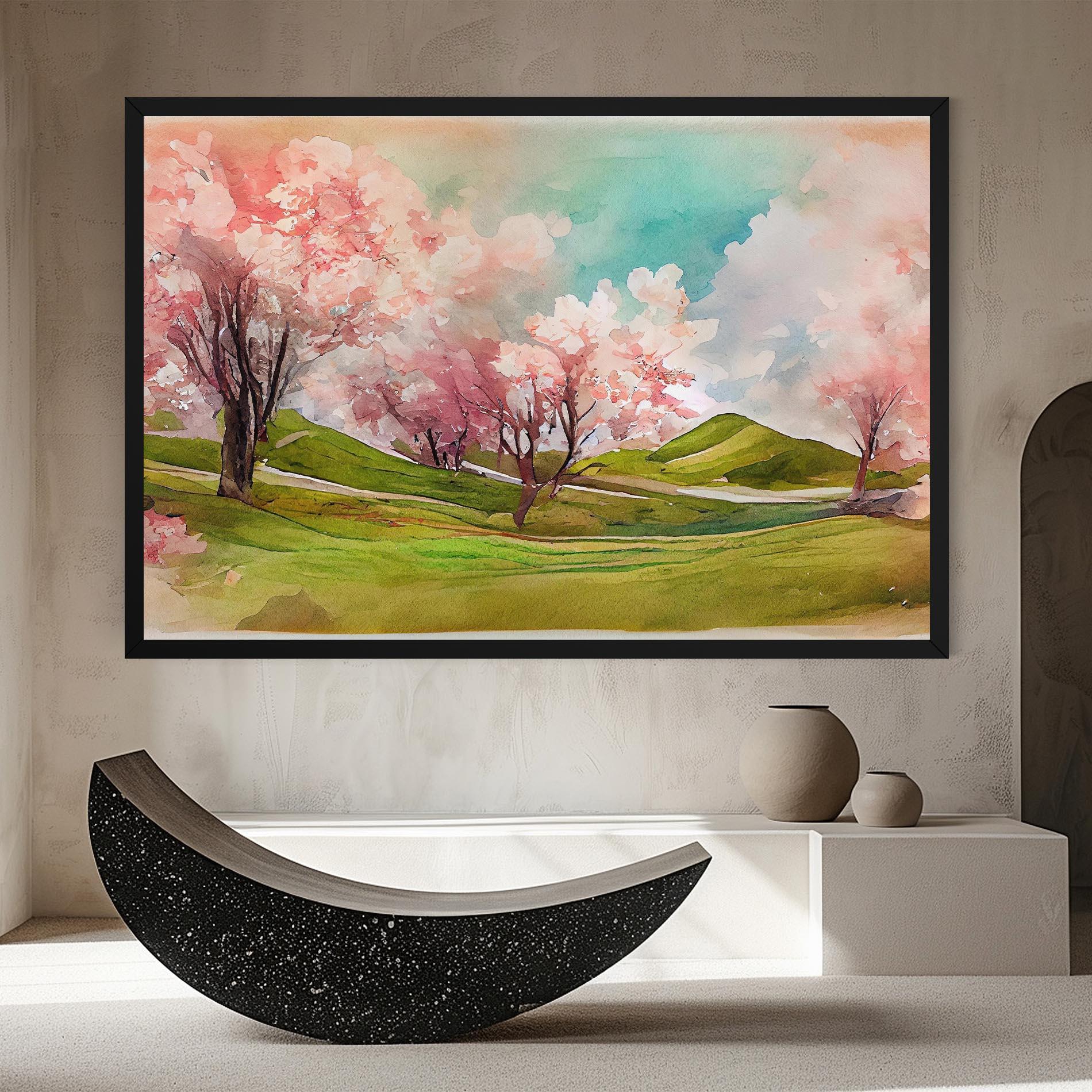 Картина на платно Spring Trees Painting mockup 8