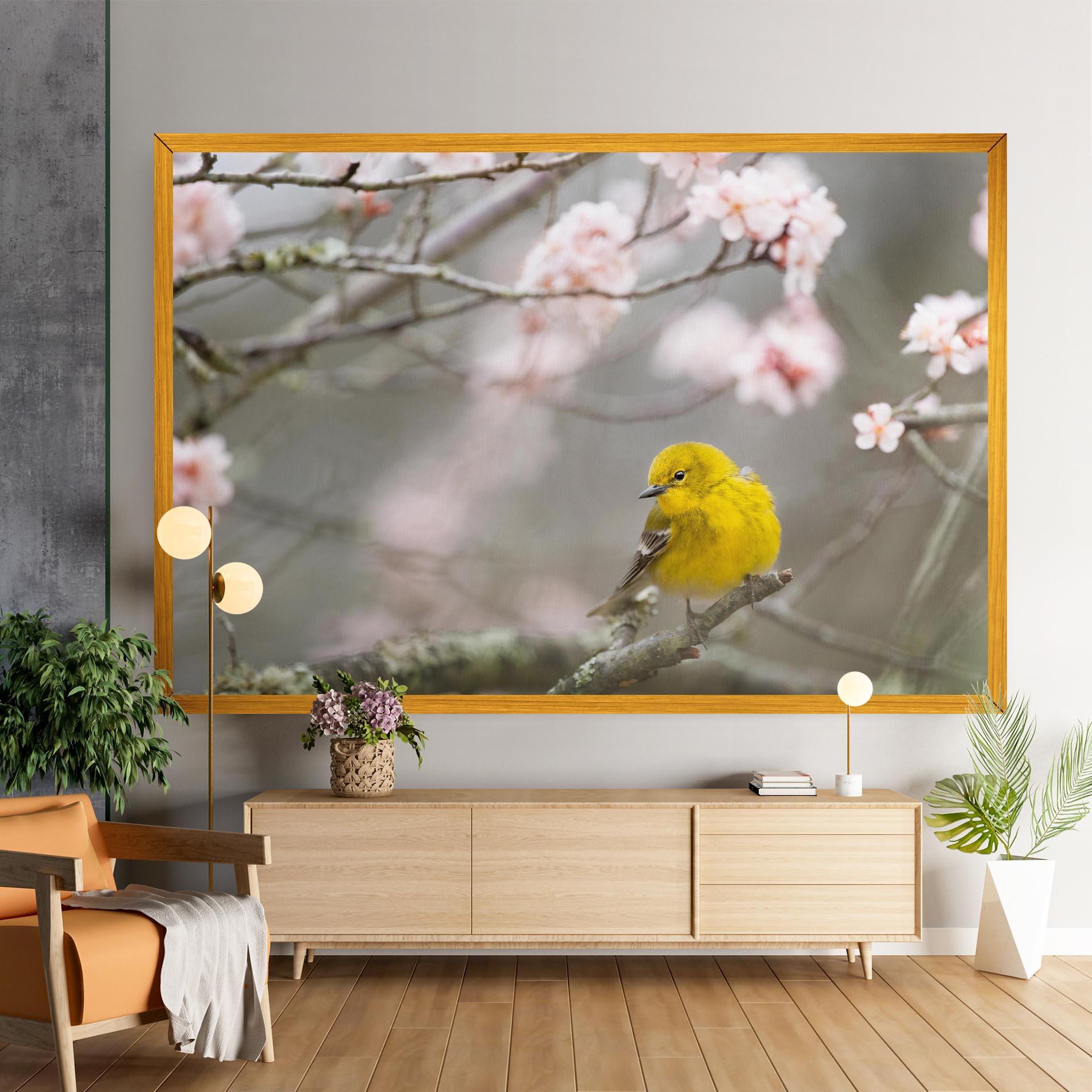 Картина на платно Pretty Spring Yellow Bird mockup 9