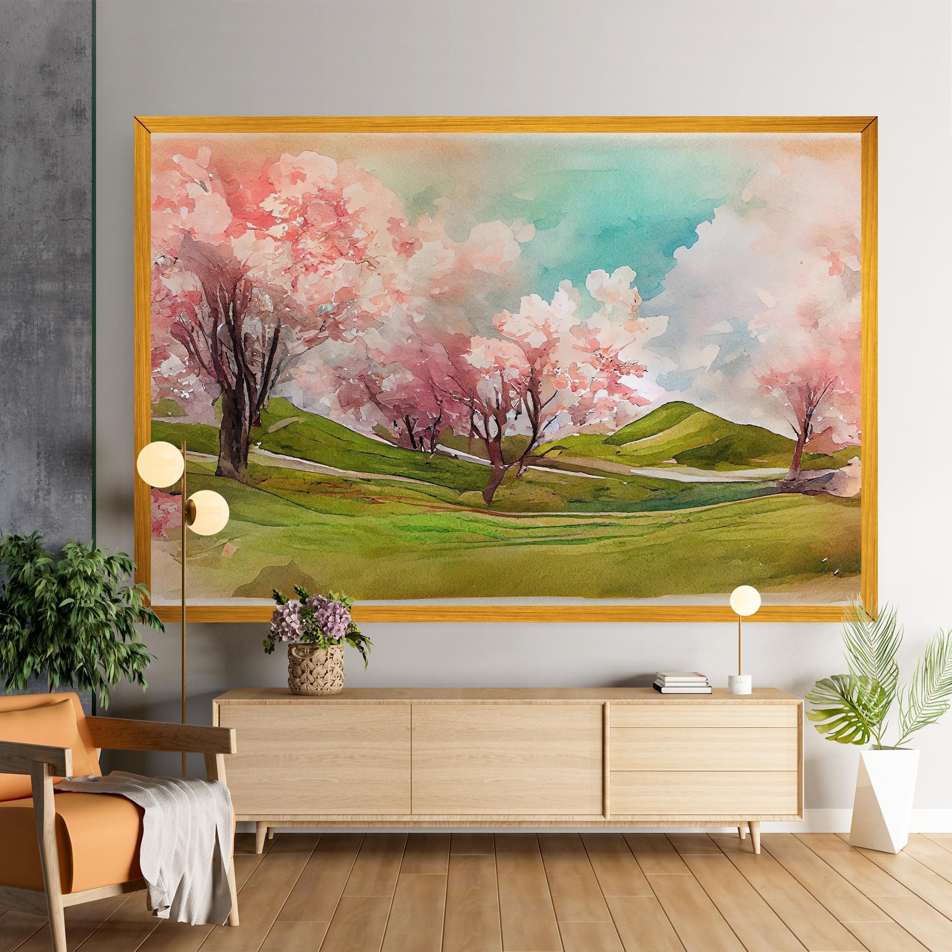Картина на платно Spring Trees Painting mockup 9