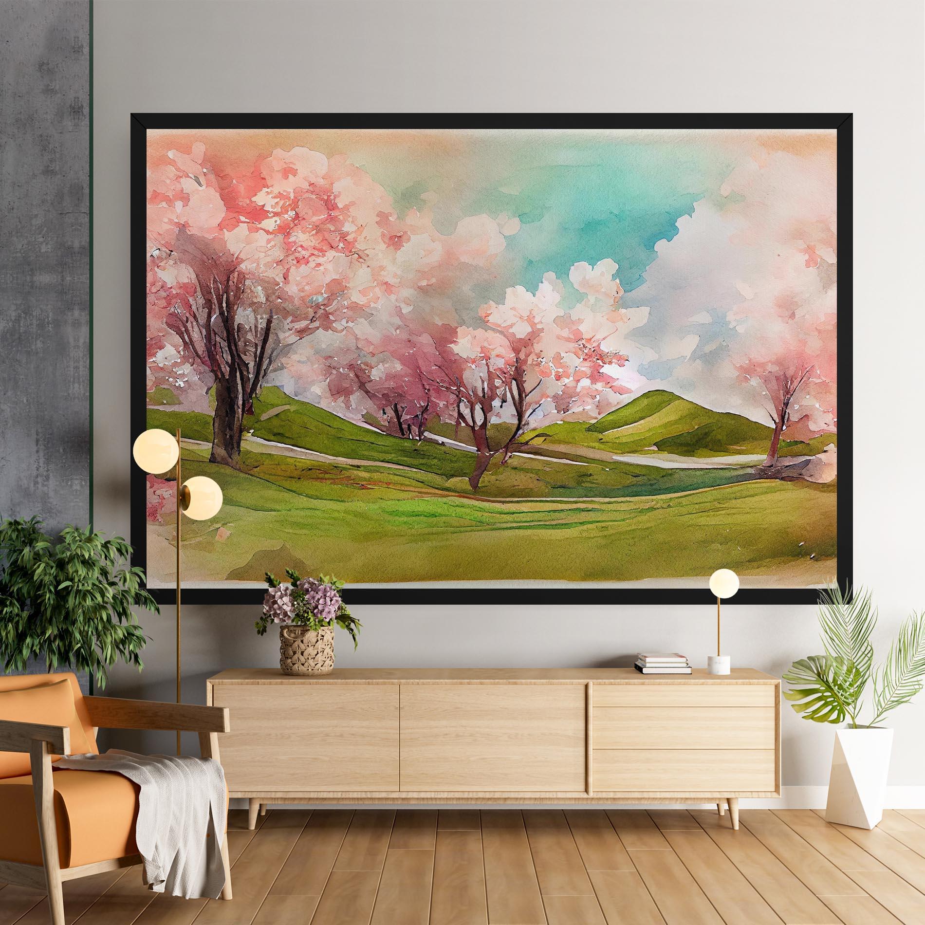Картина на платно Spring Trees Painting mockup 9