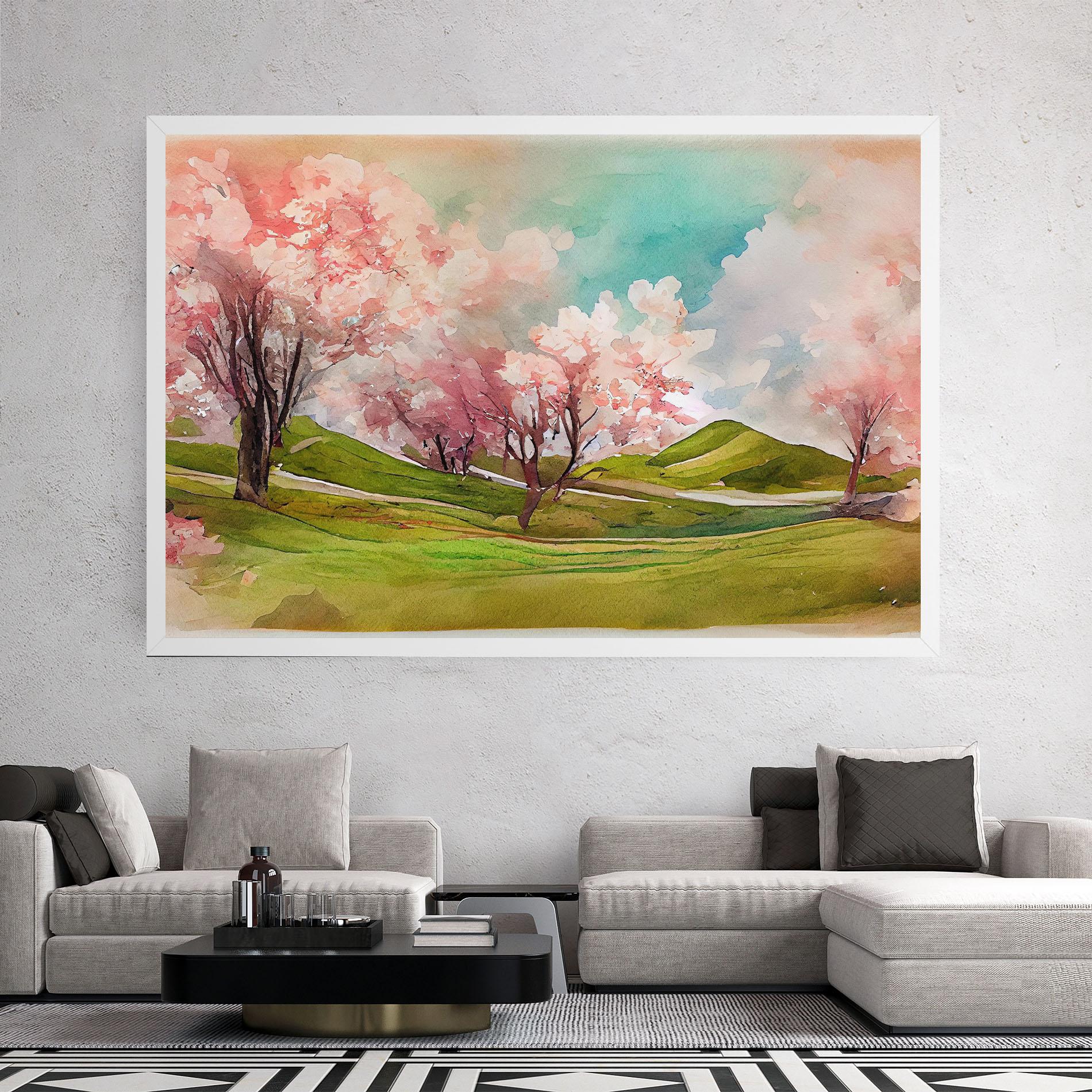 Картина на платно Spring Trees Painting mockup 2