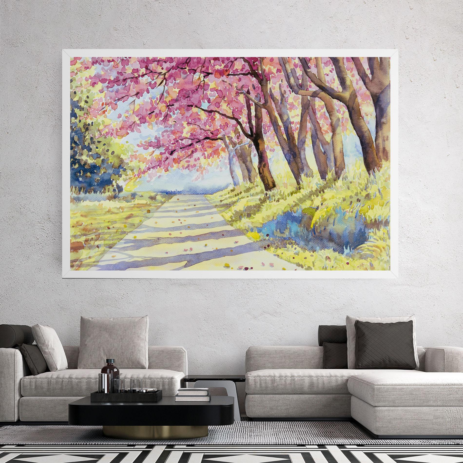 Картина на платно Watercolor Spring Landscape mockup 2