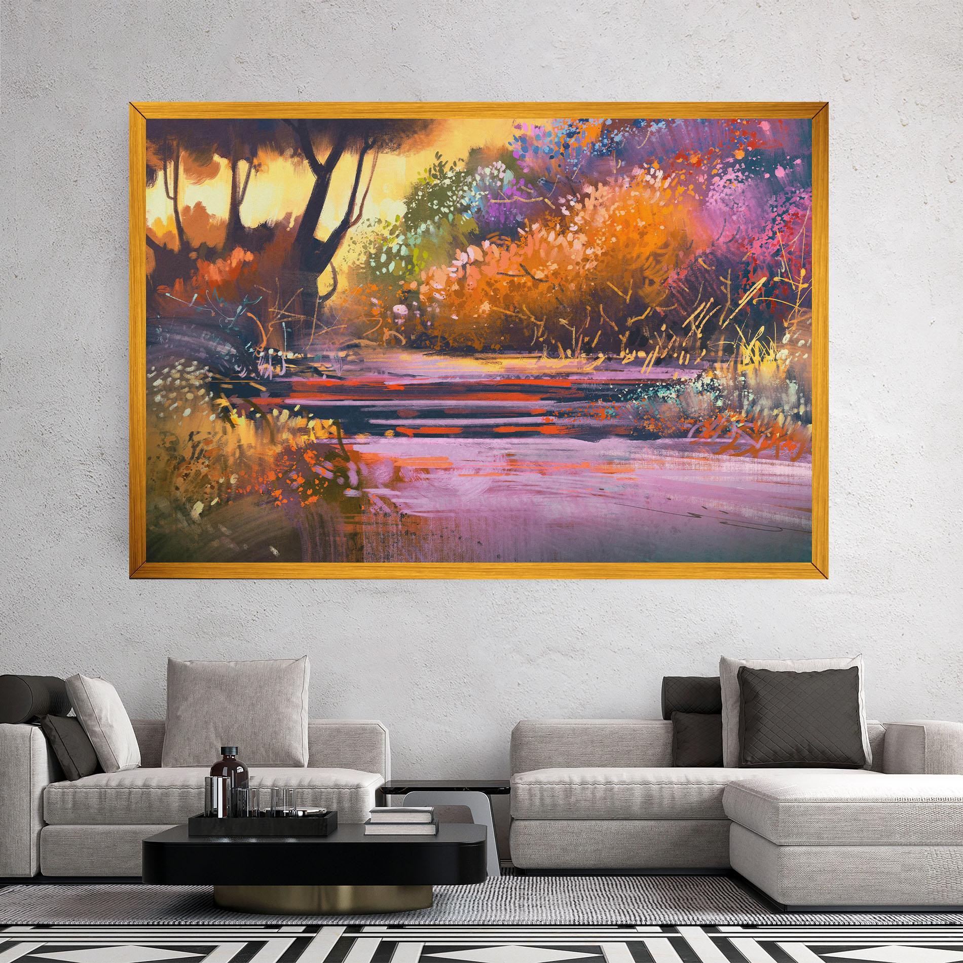 Картина на платно Landscape Colorful Trees mockup 2