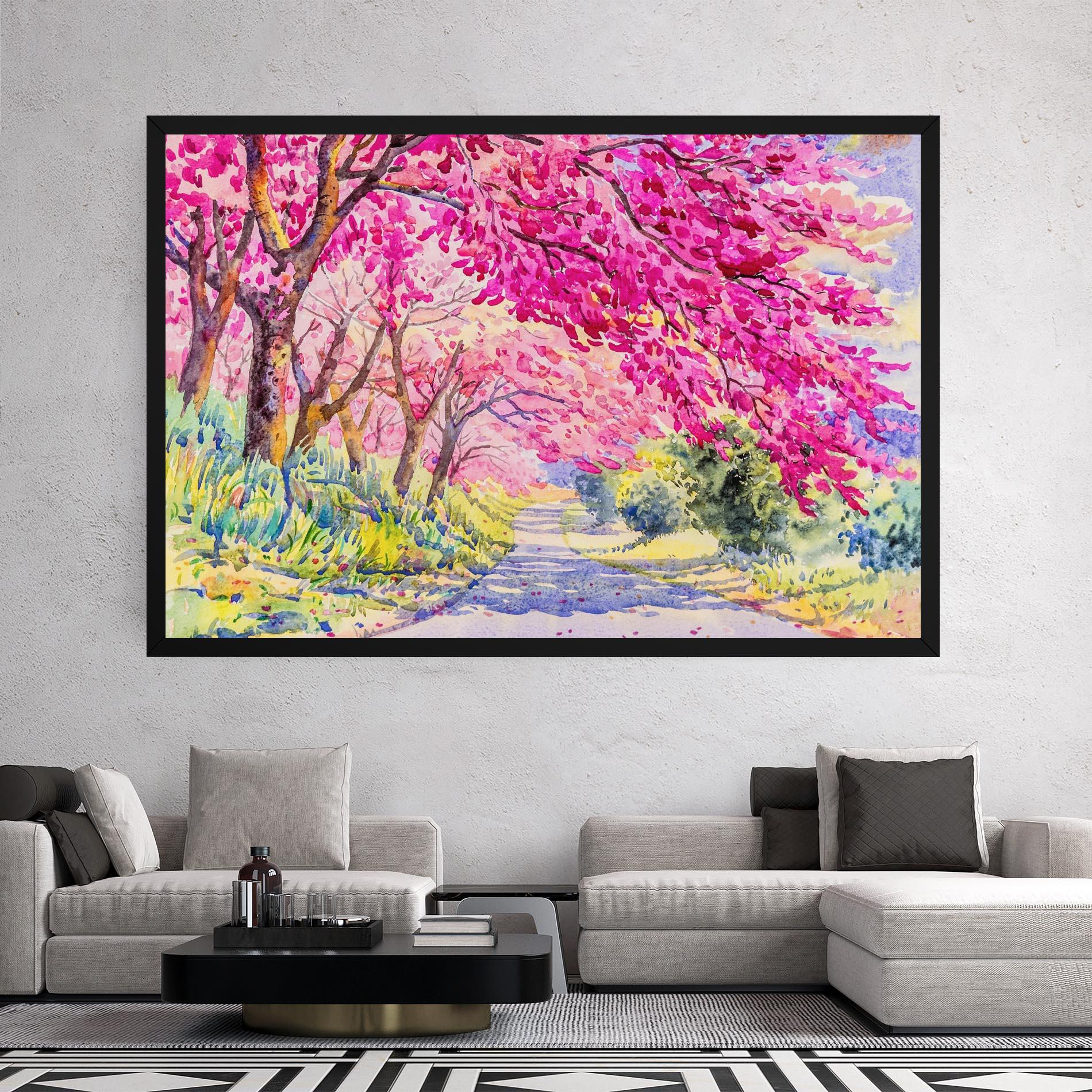 Картина на платно Pink Trees Art mockup 2