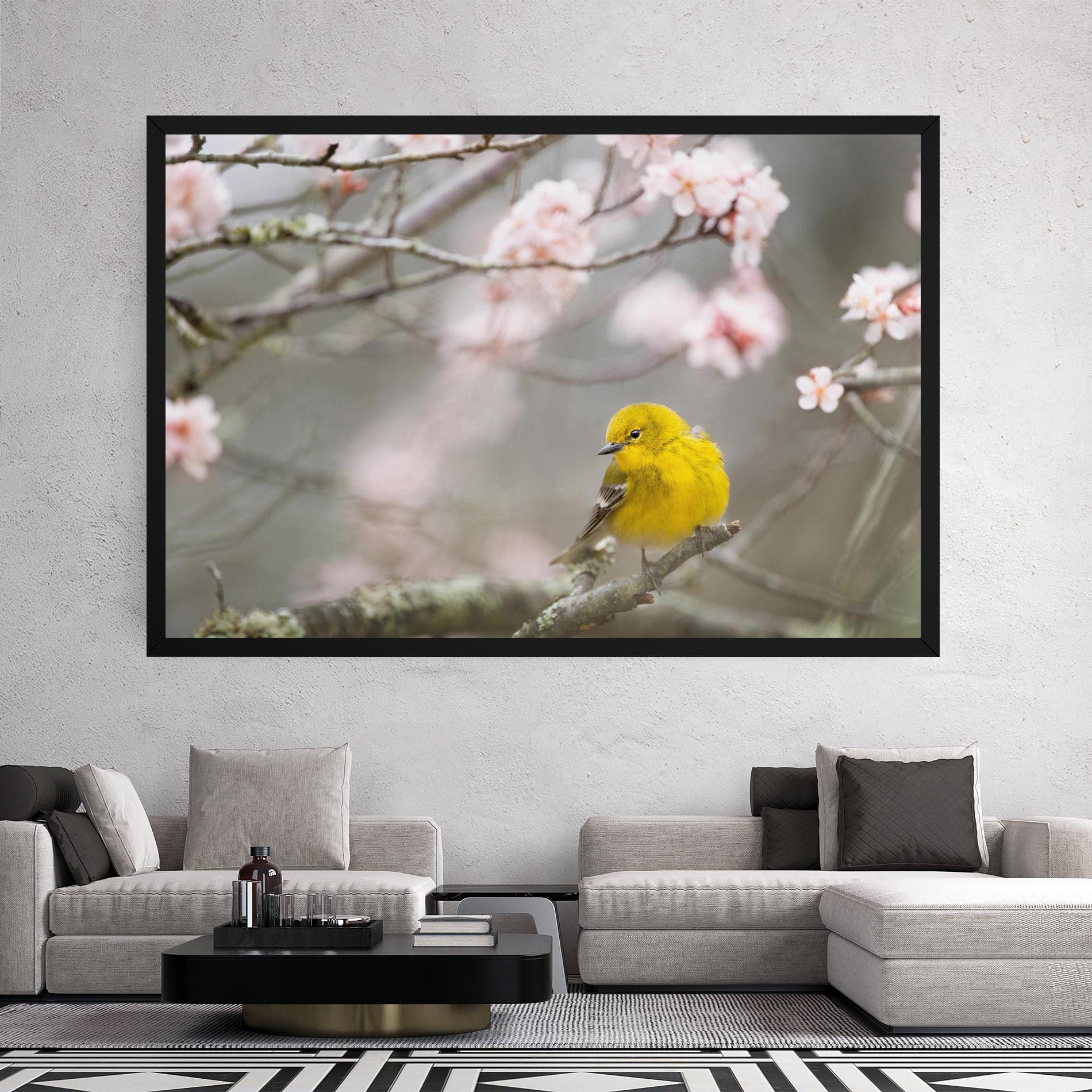 Картина на платно Pretty Spring Yellow Bird mockup 2