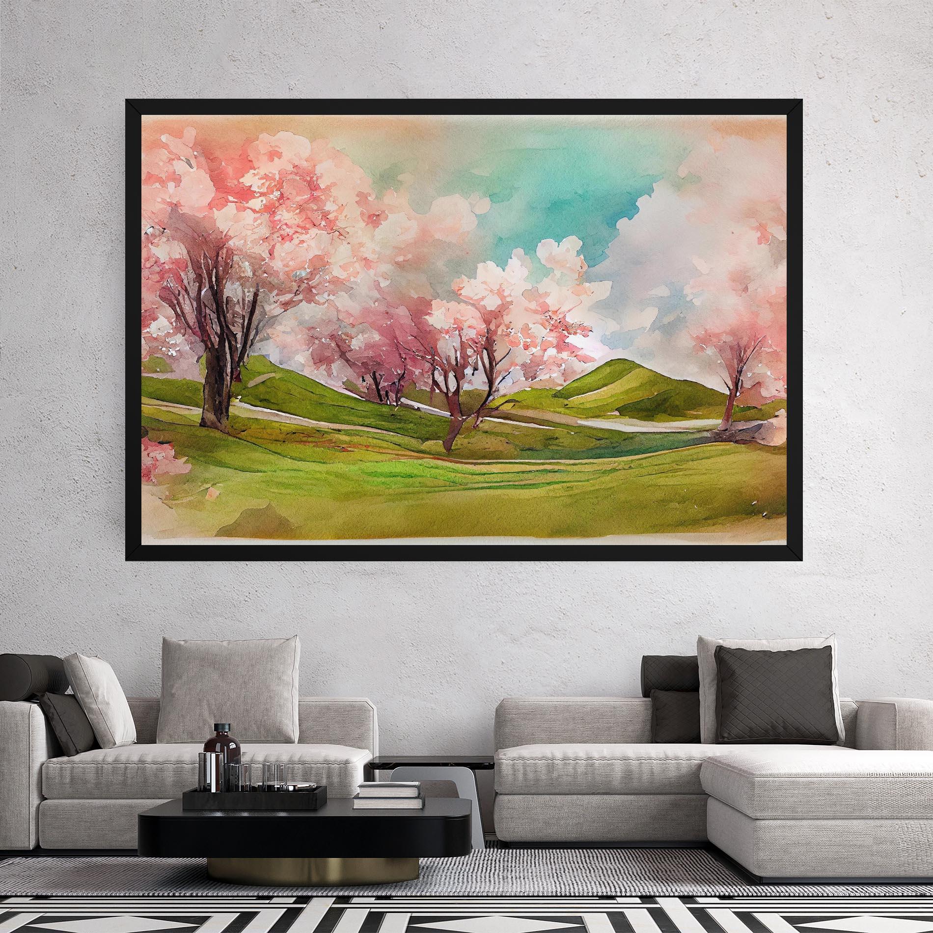 Картина на платно Spring Trees Painting mockup 2