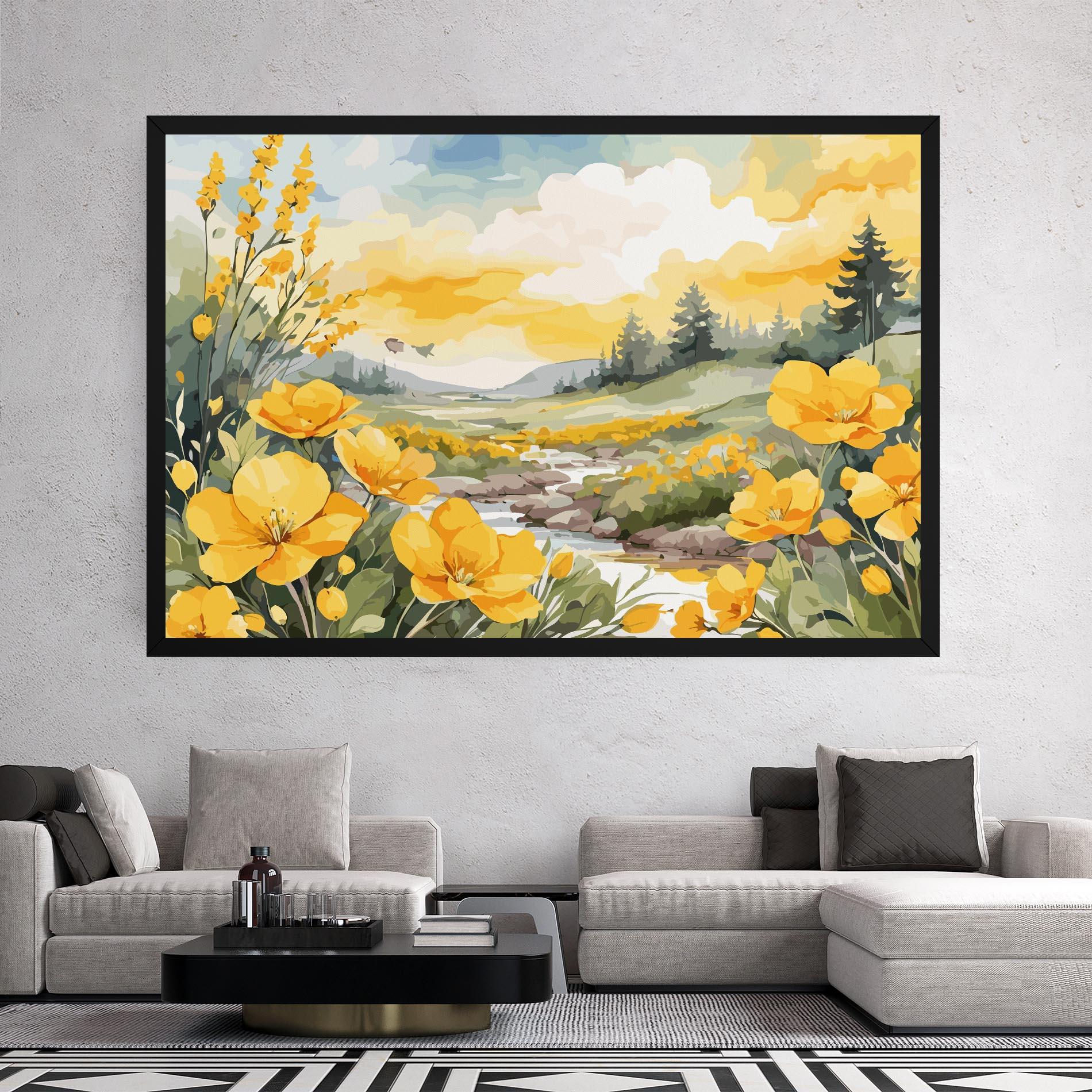 Картина на платно Yellow Spring Flower mockup 2