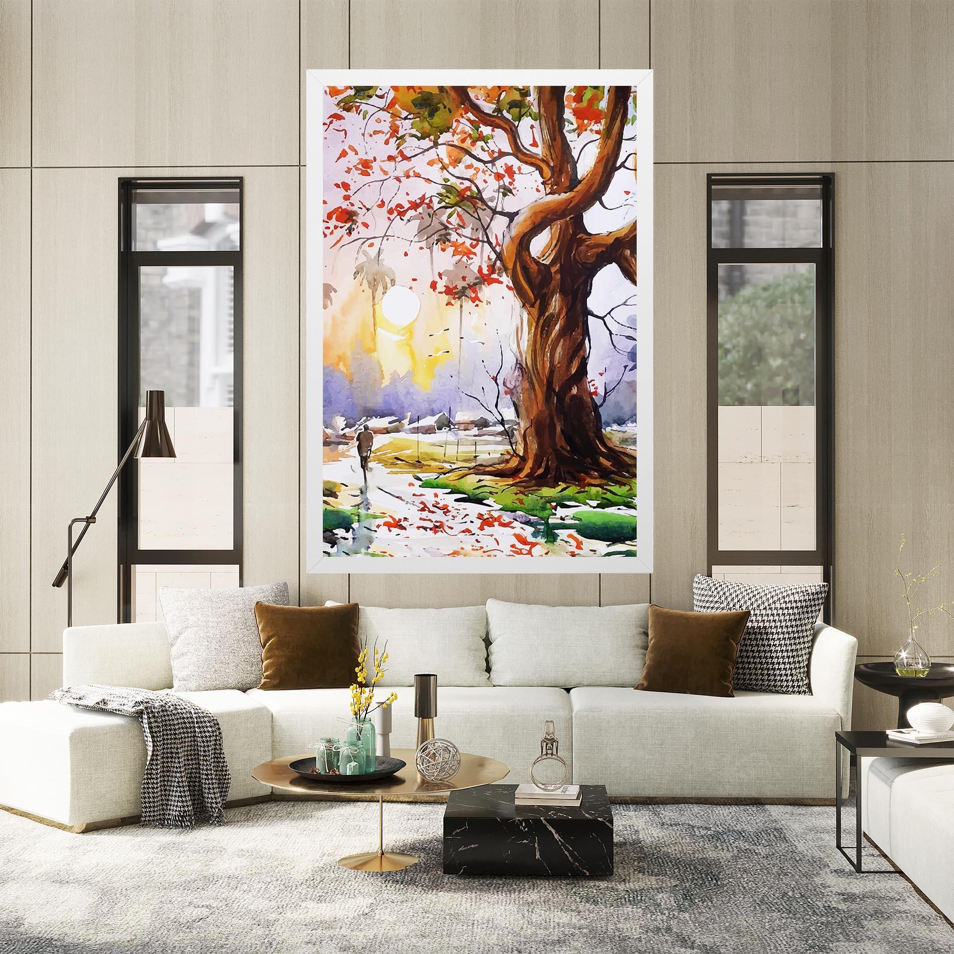 Картина на платно Watercolor Spring Tree mockup 2