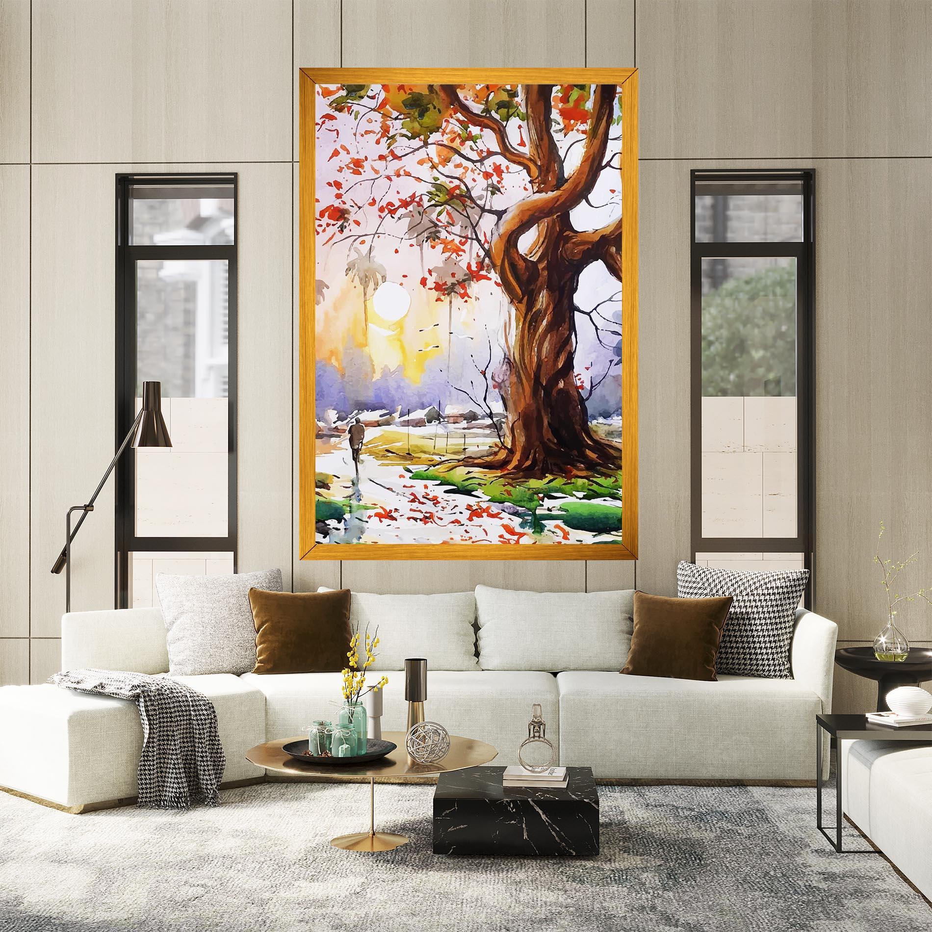 Картина на платно Watercolor Spring Tree mockup 2