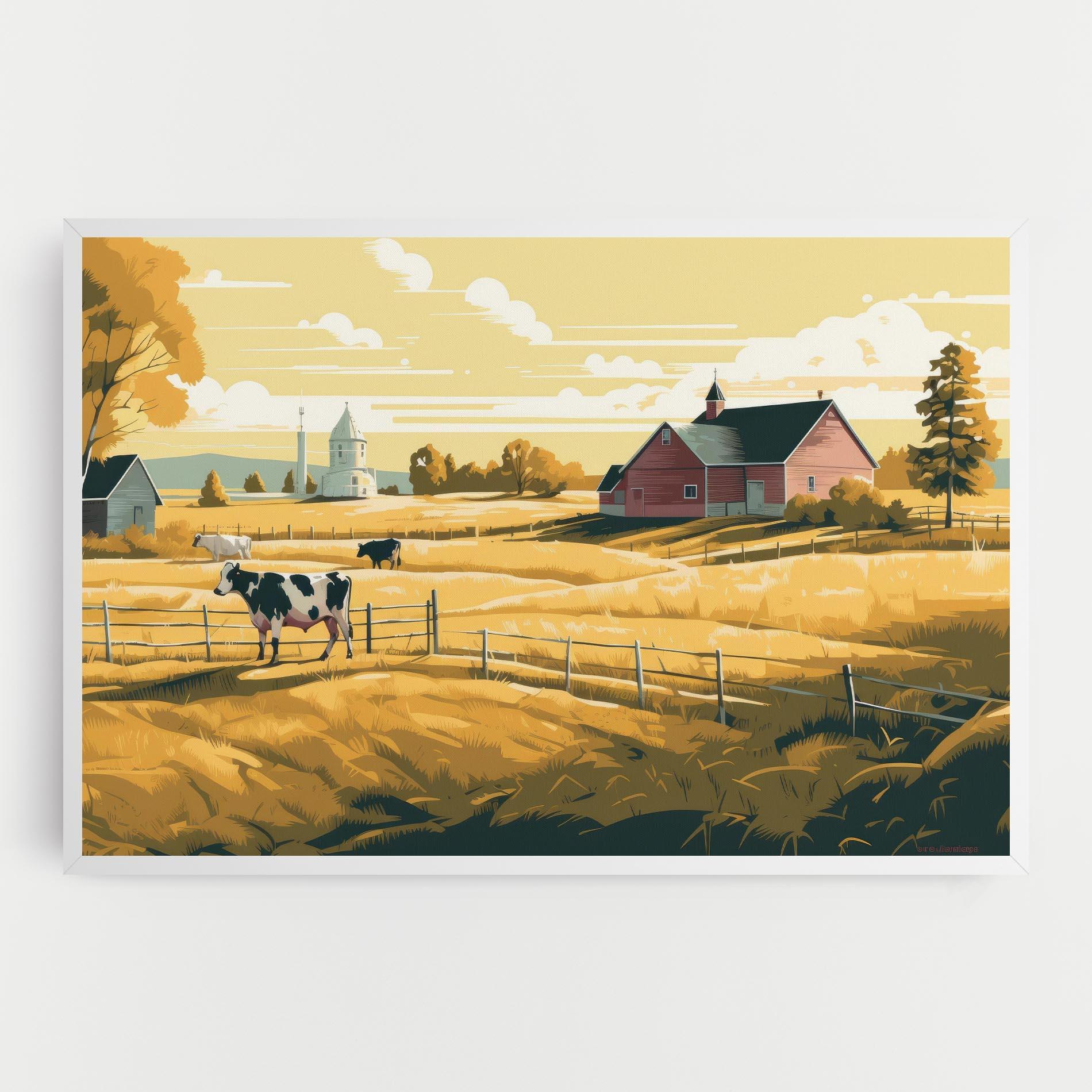 Картина на платно Cows Sunlight Farm mockup 0