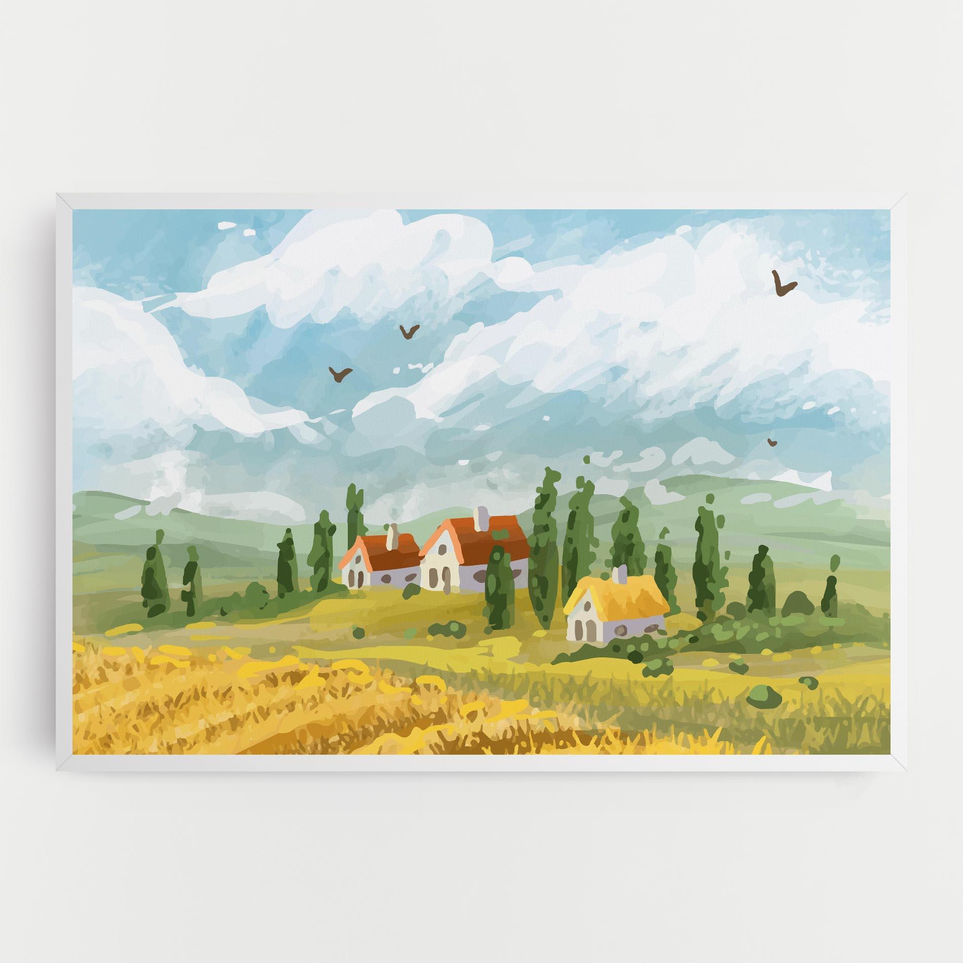 Картина на платно Orange Yellow House mockup 0